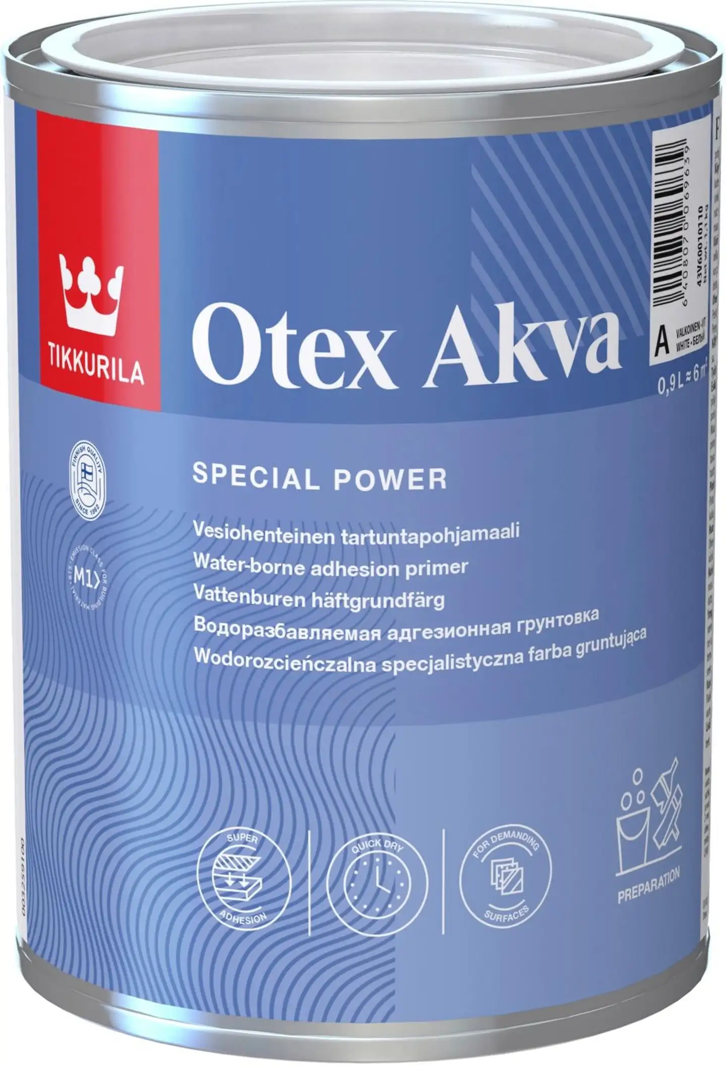 Tikkurila tartuntapohjamaali Otex Akva 0,9 l A valkoinen sävytettävissä himmeä