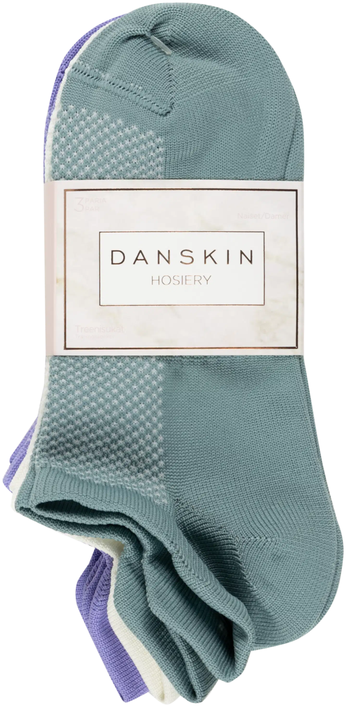 Danskin naisten treenisukat 545DNO2401 3-pack - Green/lilac/off-white - 2