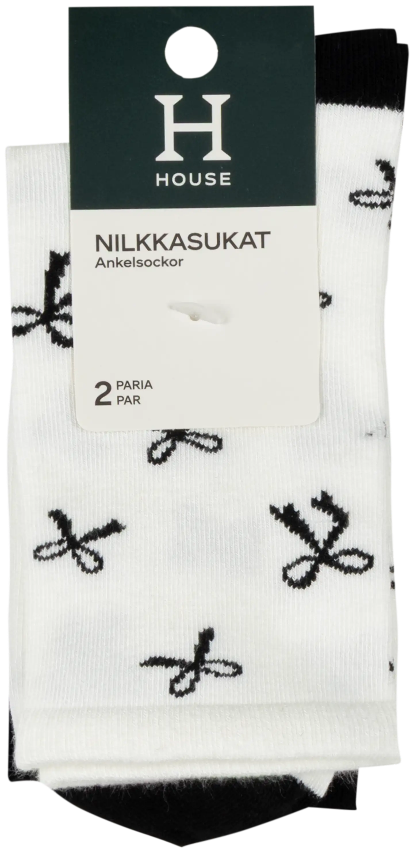 House naisten nilkkasukat 214H322534 2-pack - white/black - 2