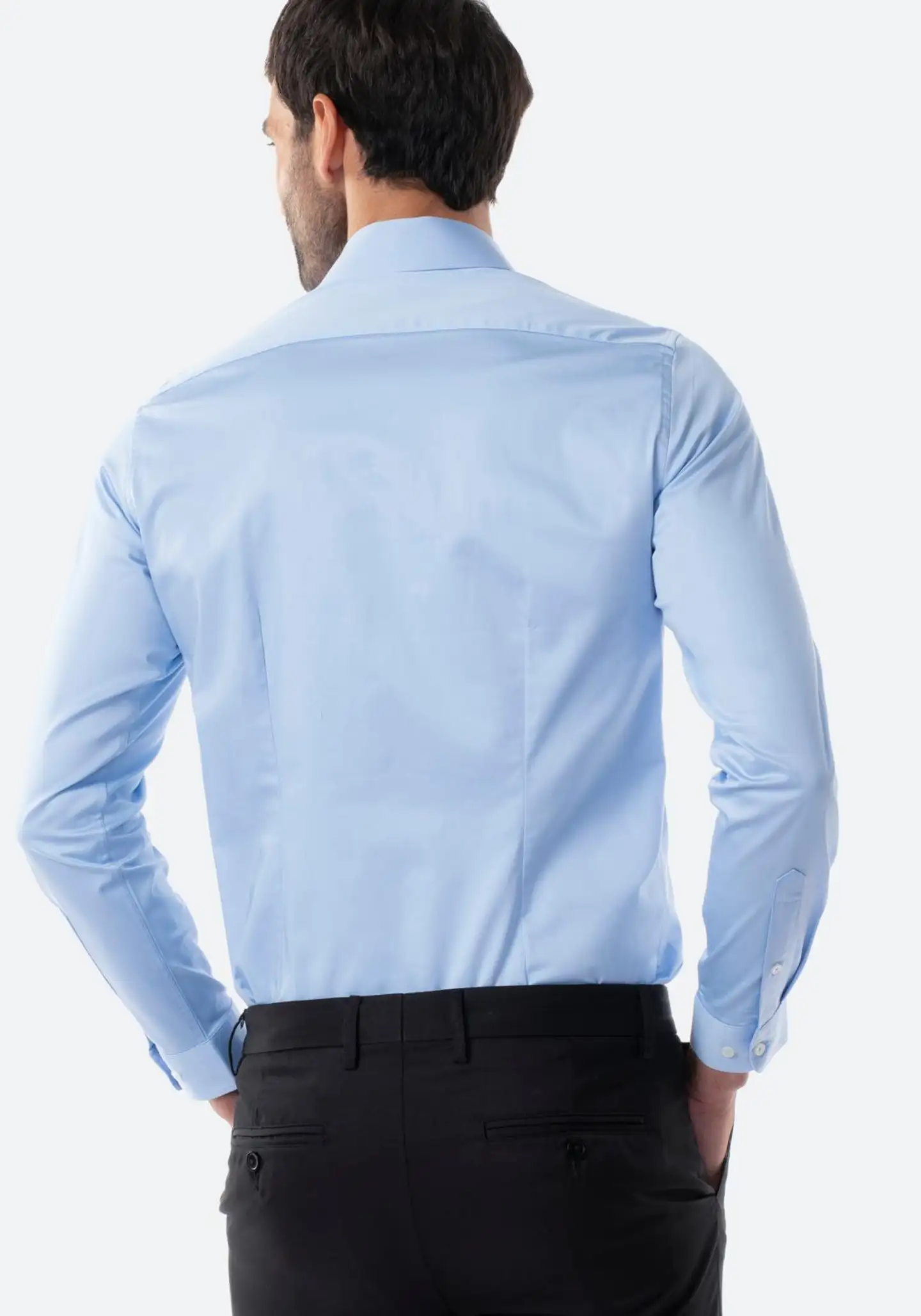 TEX miesten kauluspaita satin stretch I589867 - Blue Light - 2