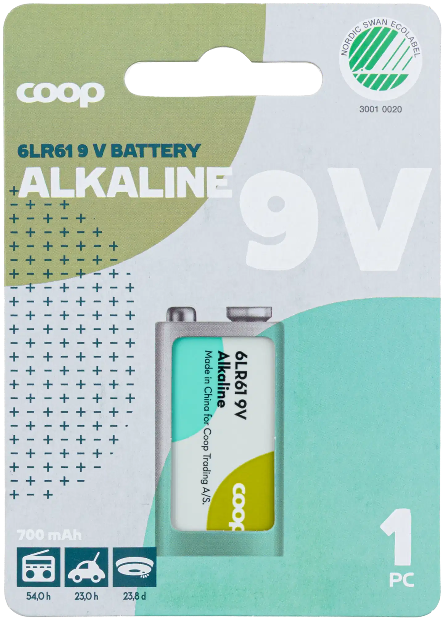 Coop alkaliparisto 9V/6LR61 1 kpl