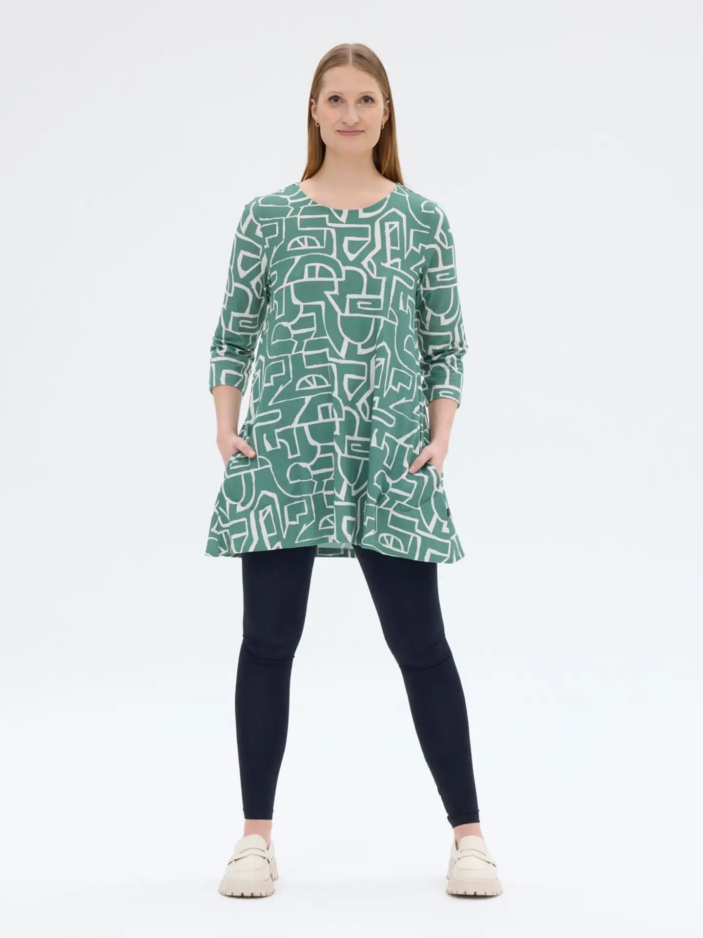 RATIA® N.trikootunika Pisara Kartta - vihreä/kerma - 3