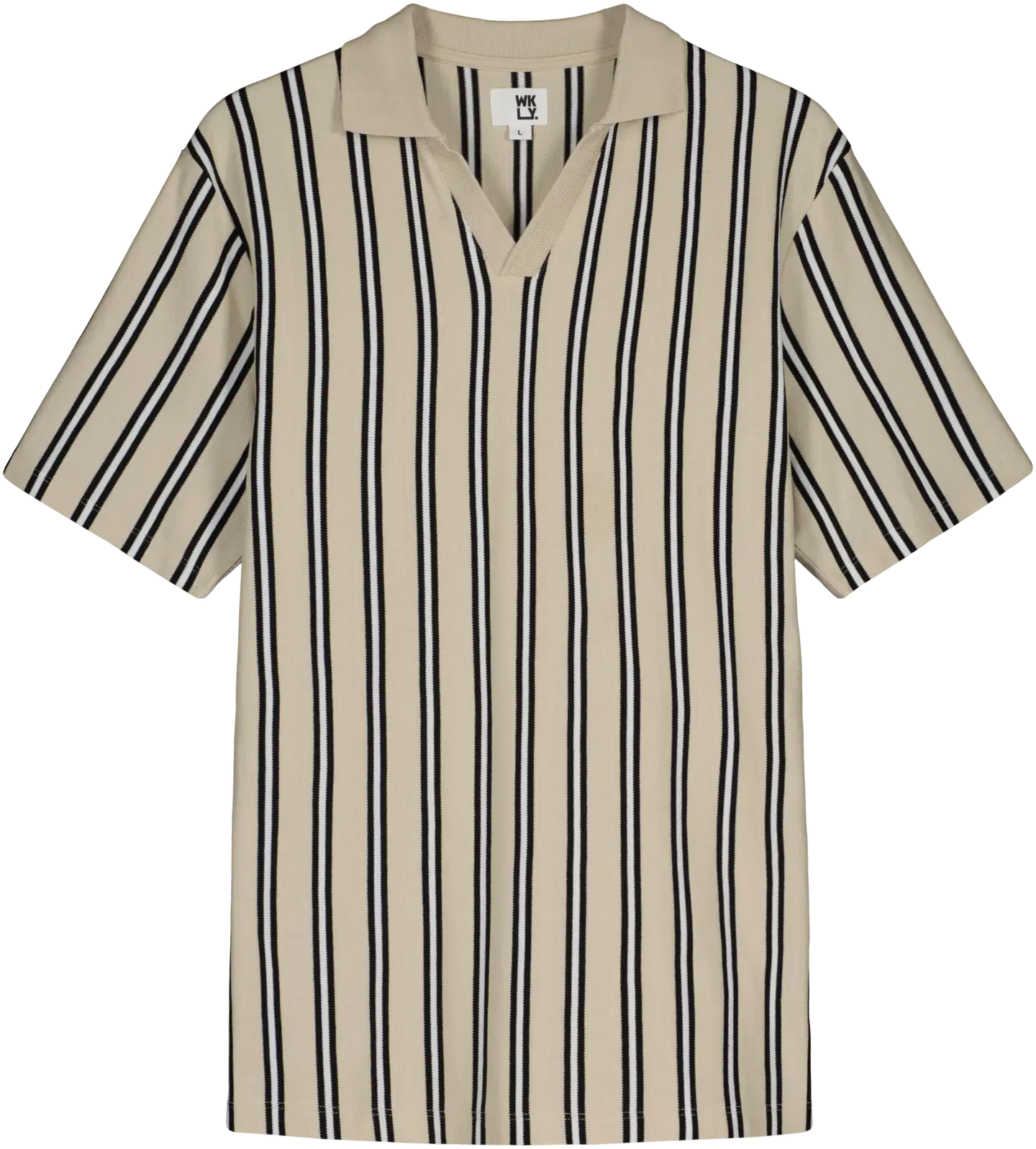 WKLY. miesten pikeepaita 195W042602 - Striped beige/black/white - 1