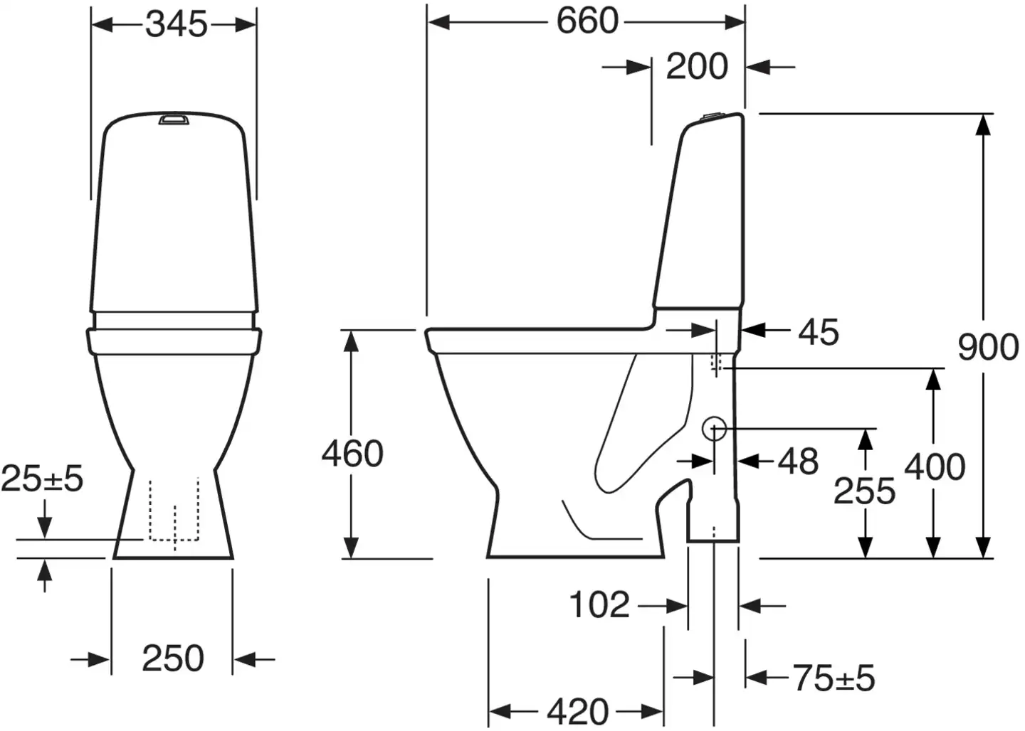 Gustavsberg wc-laite Nautic 1596 HF poisto oikea - 3