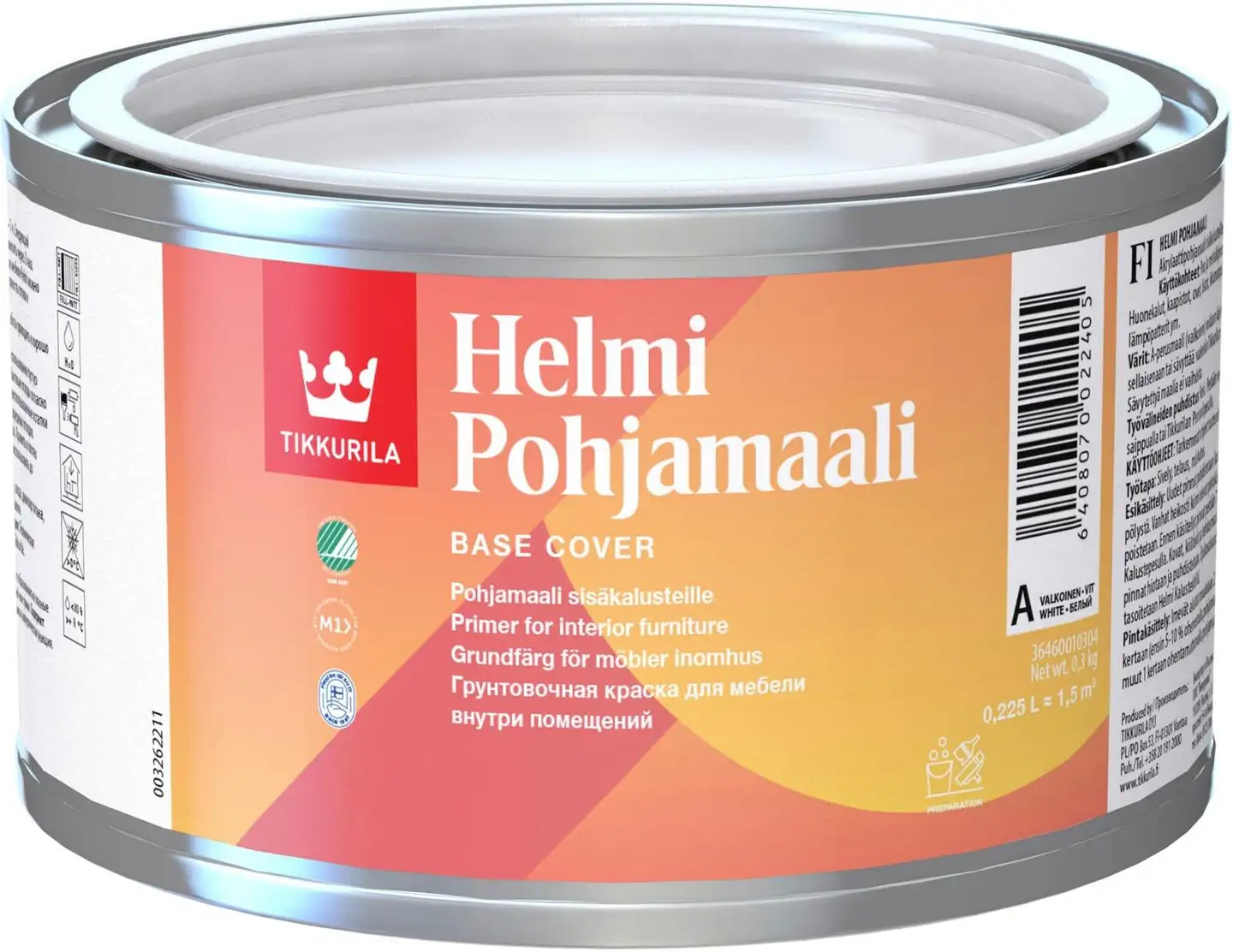 Tikkurila pohjamaali Helmi 0,225 l A valkoinen sävytettävissä himmeä