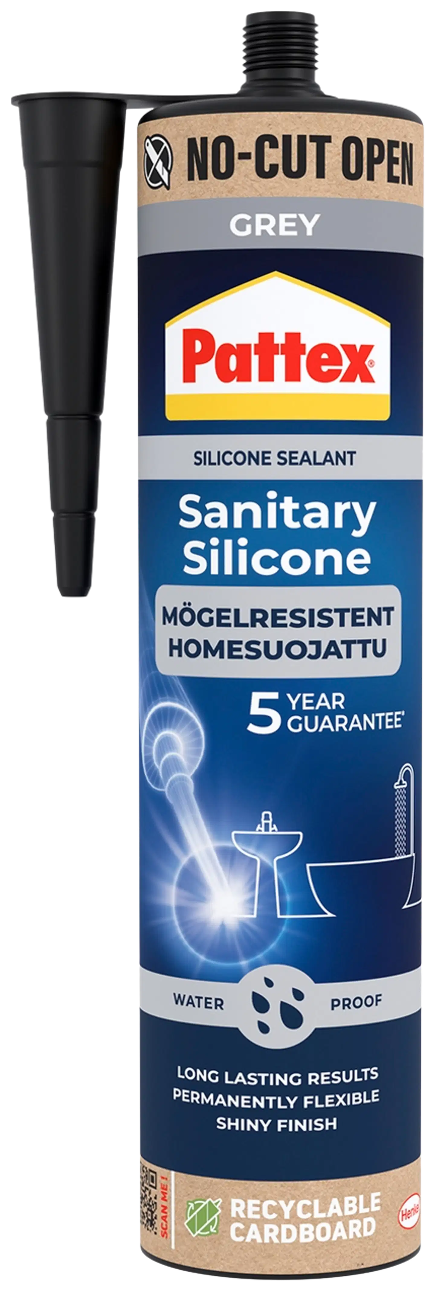 Pattex Saniteettisilikoni harmaa 280ml - 1