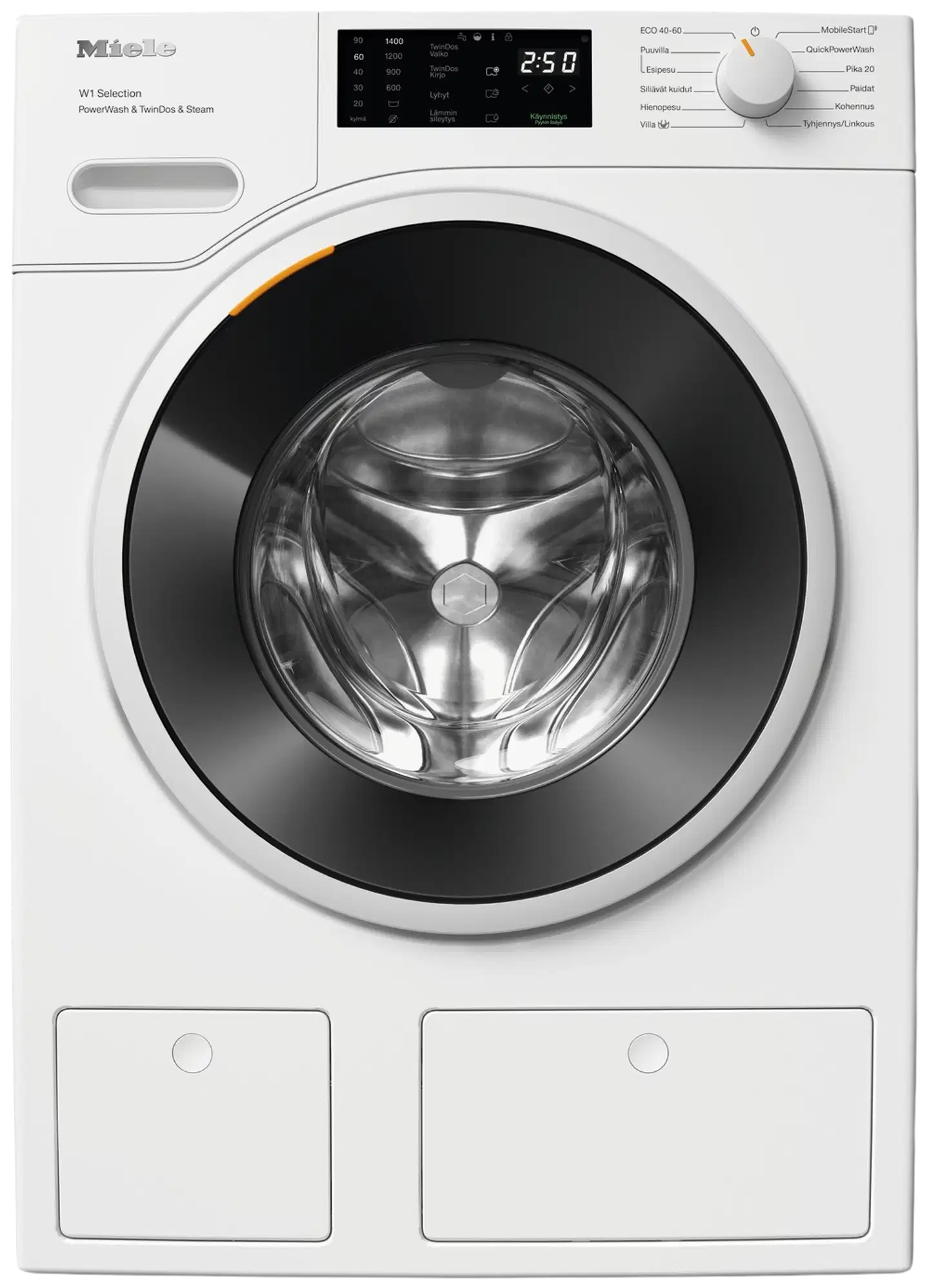 Miele edestä täytettävä pyykinpesukone WSG883 WCS, 9 kg, valkoinen