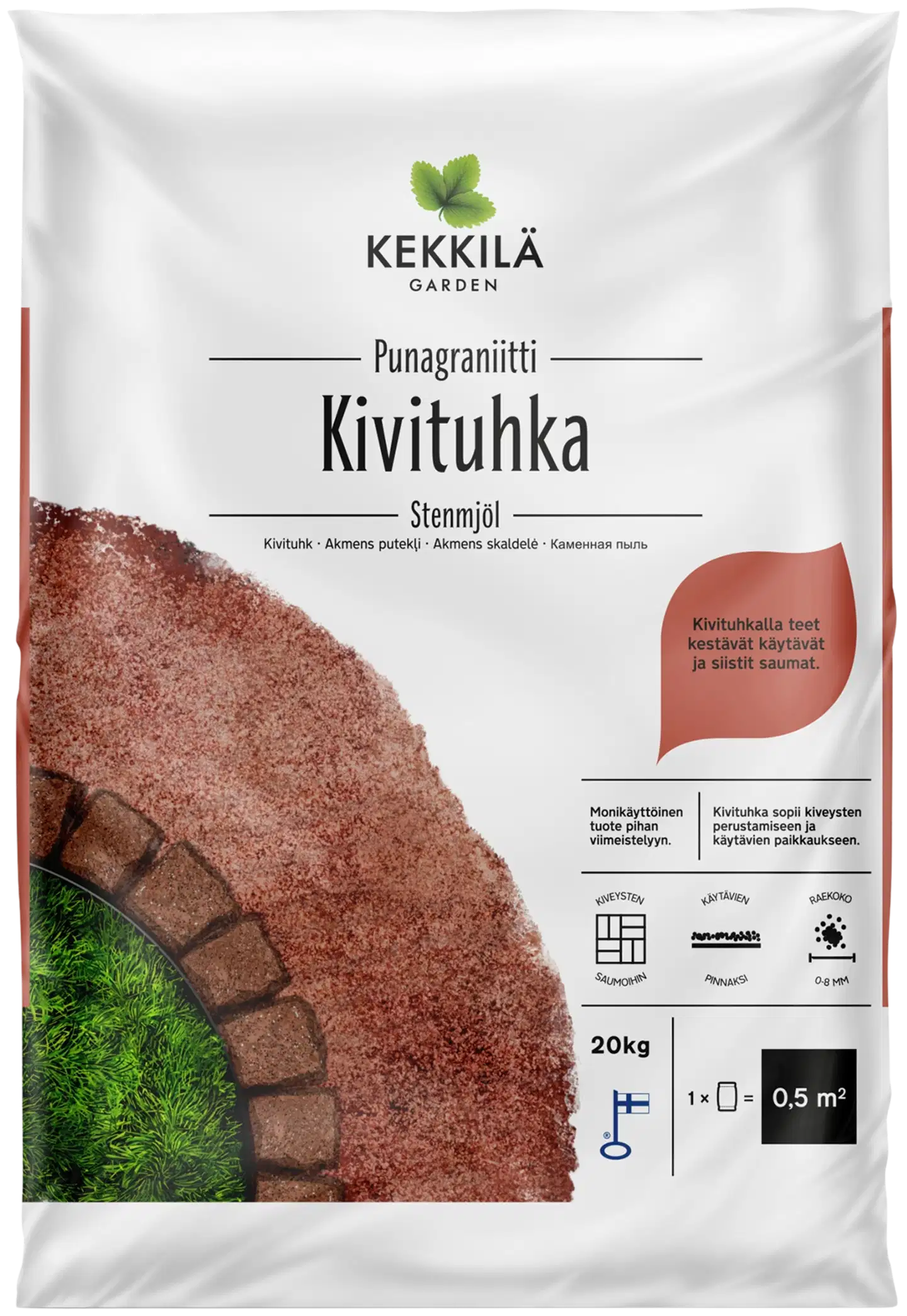 Kekkilä Kivituhka punagraniitti 20 kg, lava 56 säkkiä - 2