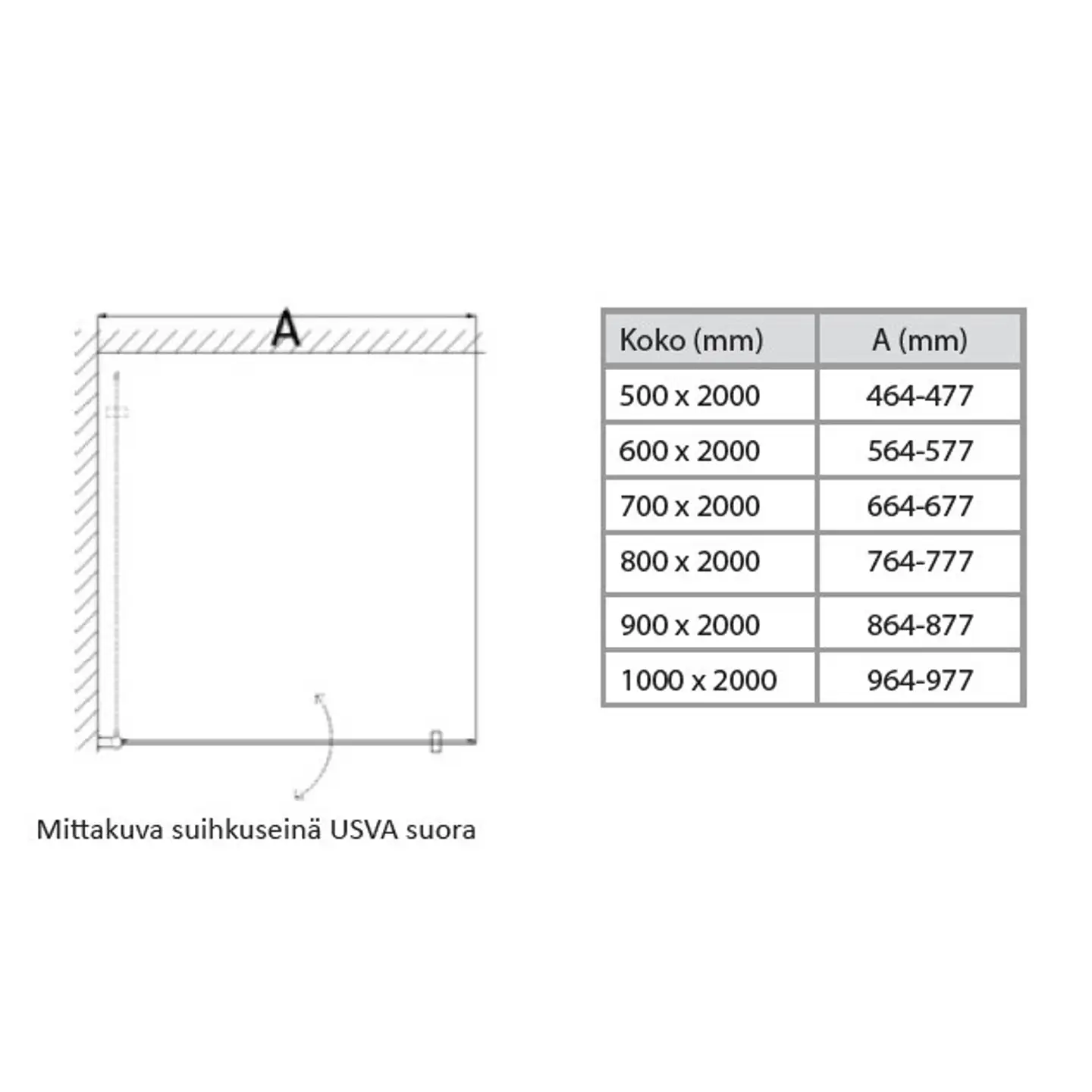 Indoor suihkuseinä Usva suora kääntyvä 60 cm - 5