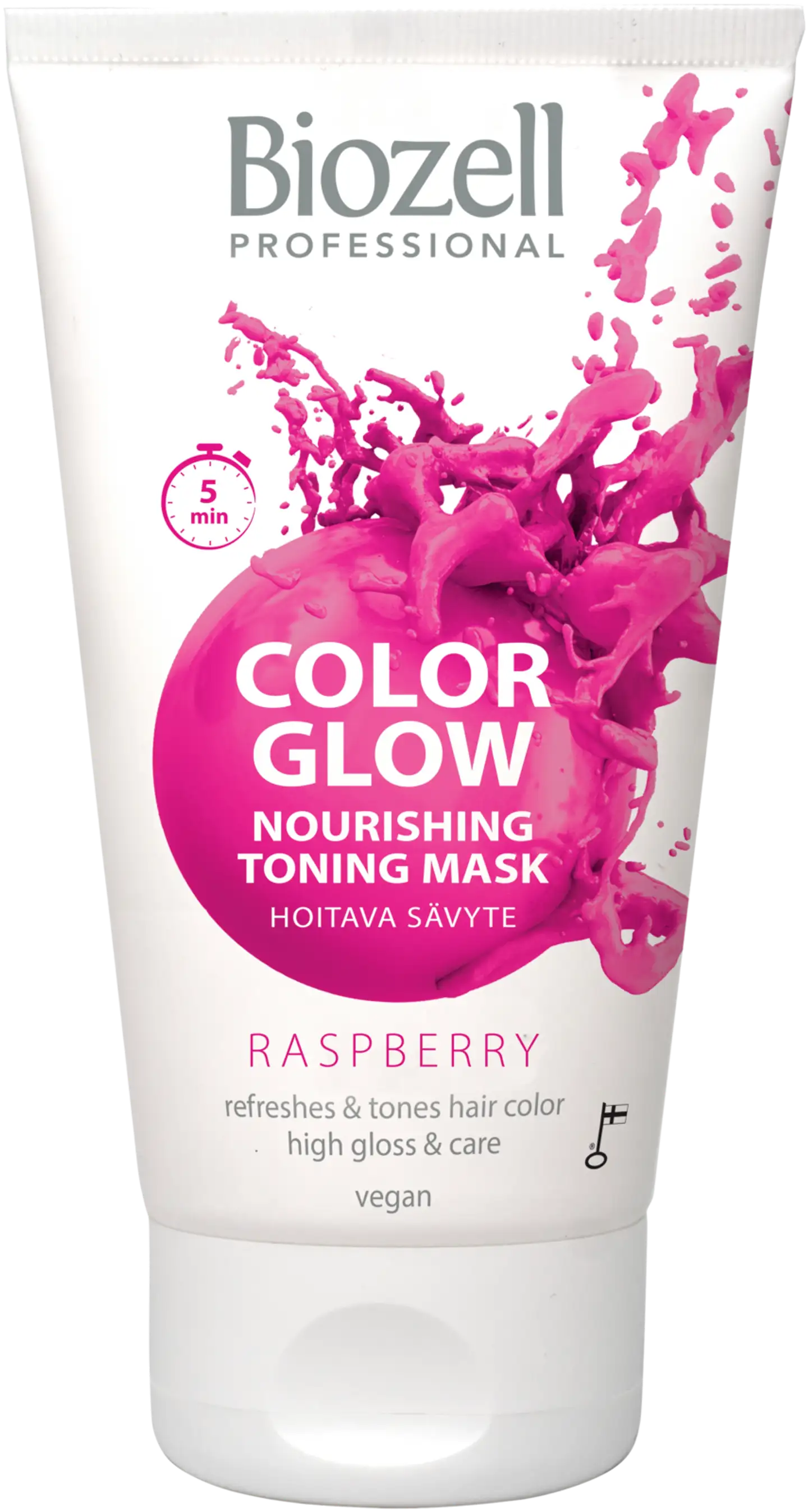 Biozell Color Glow Hoitava sävytenaamio Raspberry 150ml