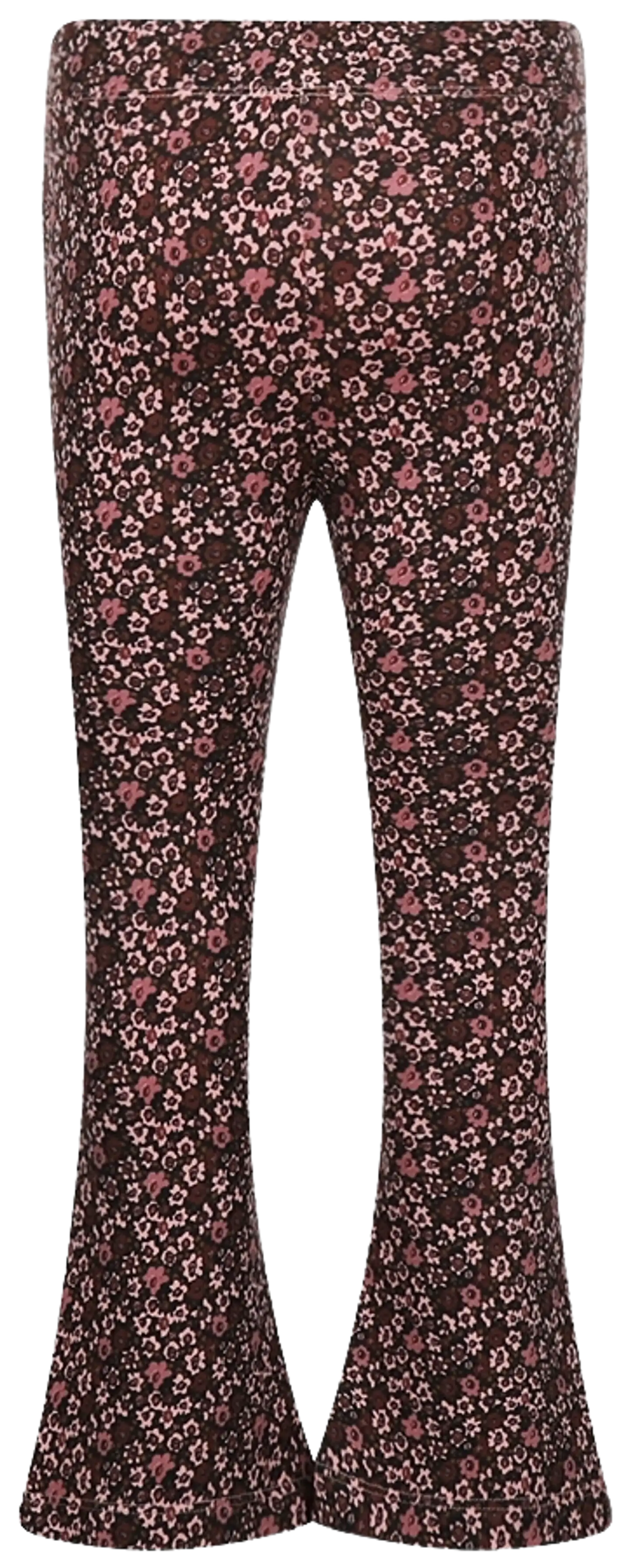 KokoNoko lasten leveälahkeiset kukalliset collegeleggingsit Q52983 - Dusty Pink - 2