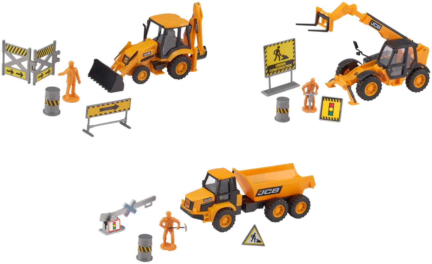 Teamsterz lelu JCB Street Kingz Construction Series rakennustyömaaleikkisetti, erilaisia
