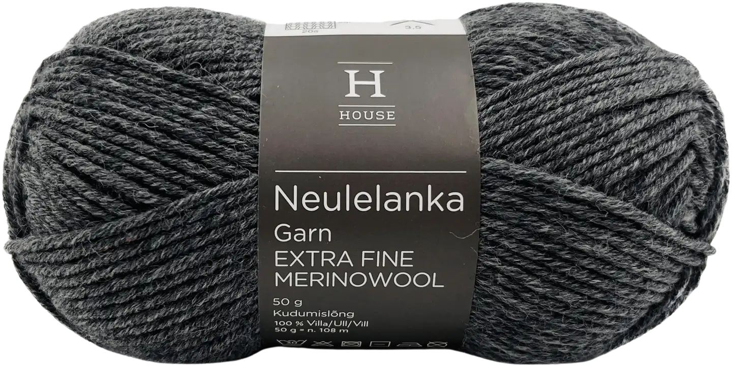 House neulelanka merinovilla 311120 50 g Dark Grey Melange 193