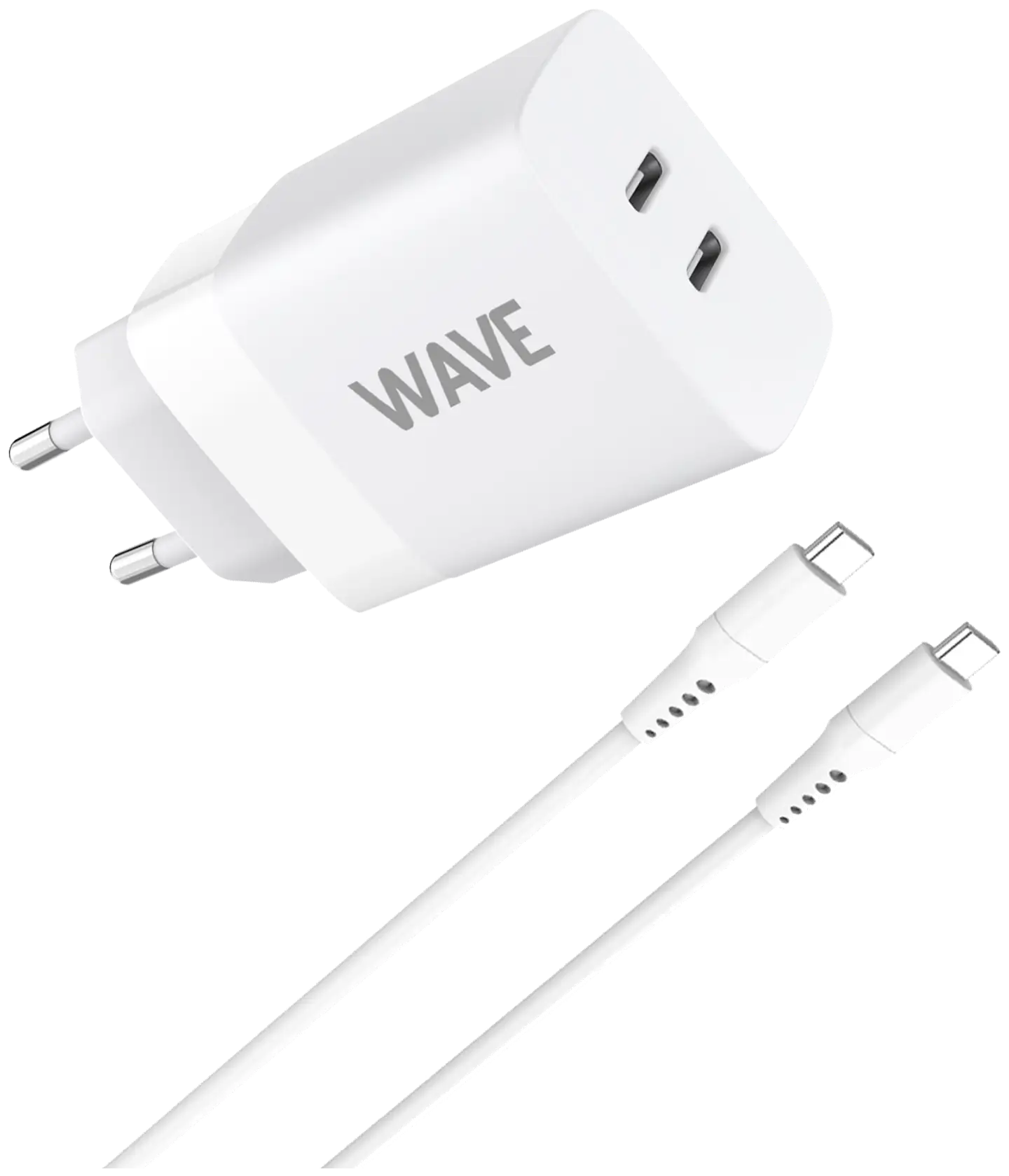 Wave 35W Pikalataava GaN -verkkolaturi, 2 x USB Type-C + USB Type-C -> USB Type-C -kaapeli, Valkoinen - 1