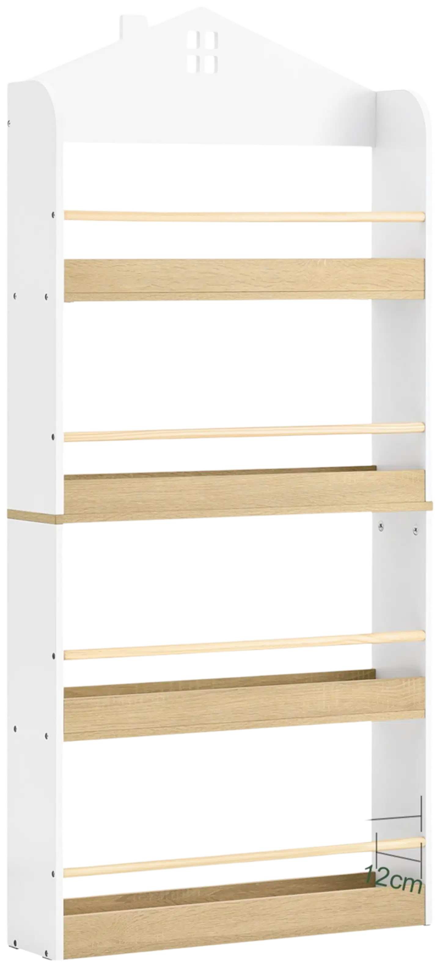 SoBuy lastenhylly valkoinen ja luonnonväri KMB121-WN - 3