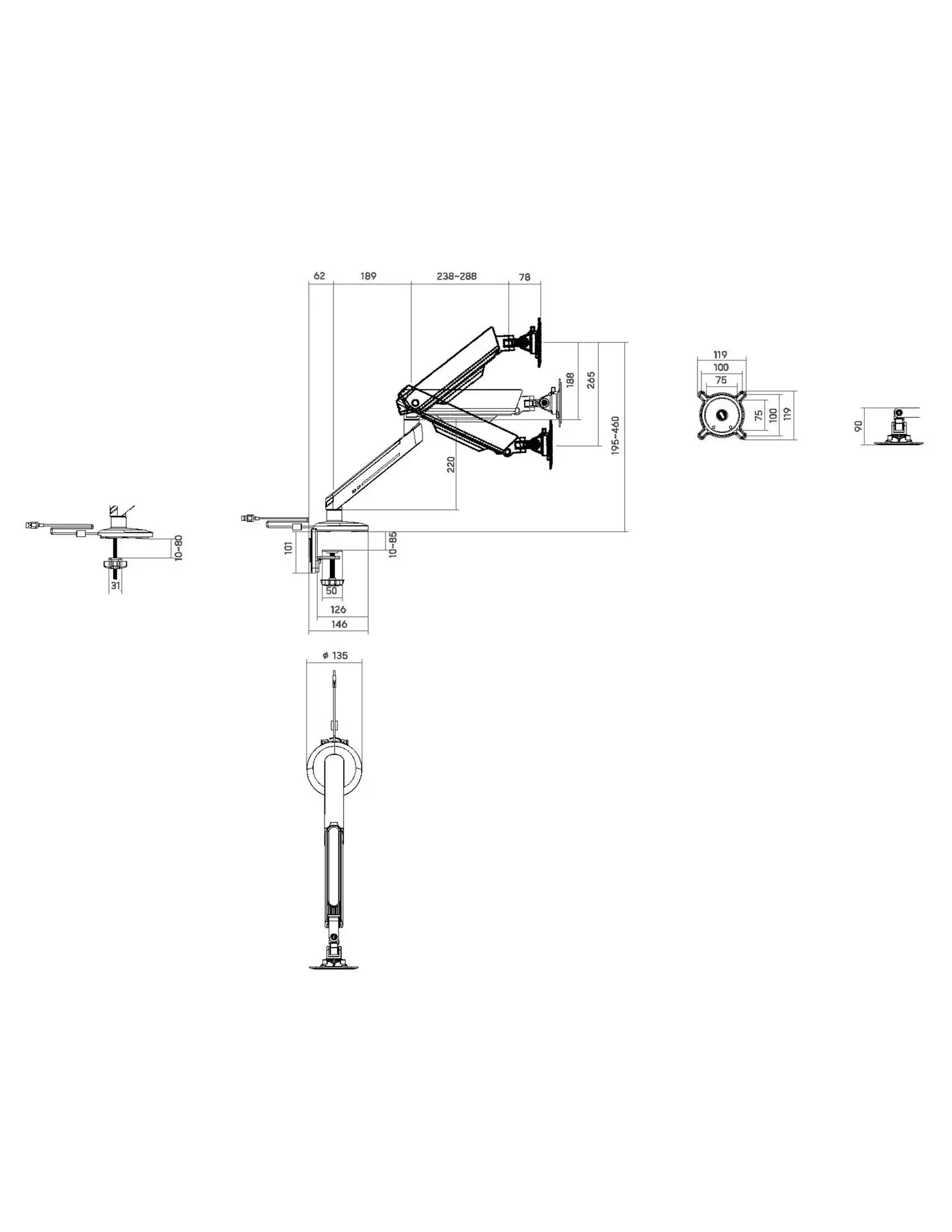 One For All DM8120 RGB Monitorivarsi, valkoinen - 12