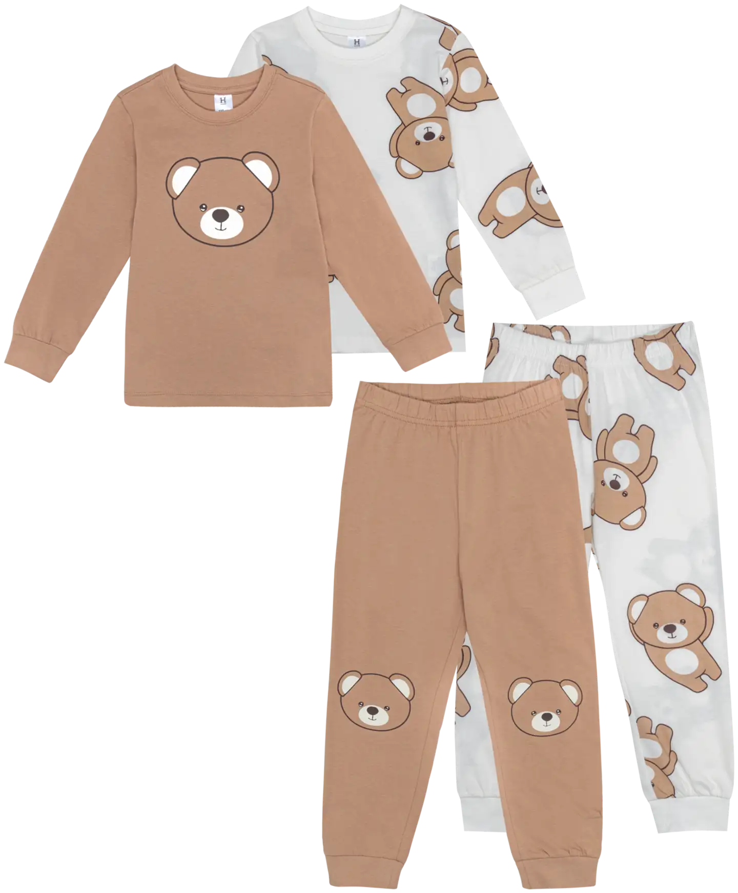 House lasten pyjama Nalle 232H032608 2-pack - Ruskea - 1