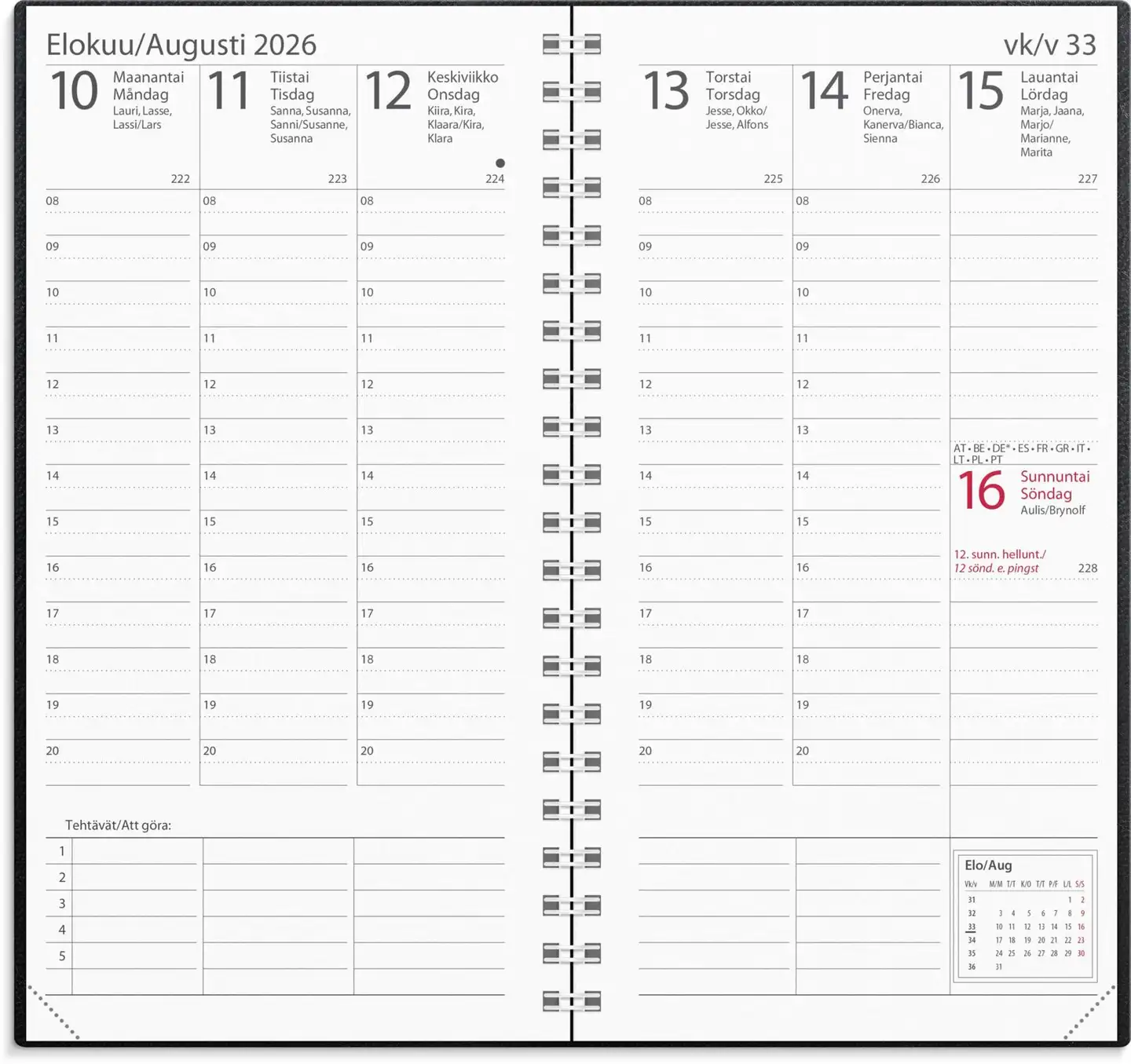 Burde Kalenteri 2026 Interplano musta keinonahka - 2