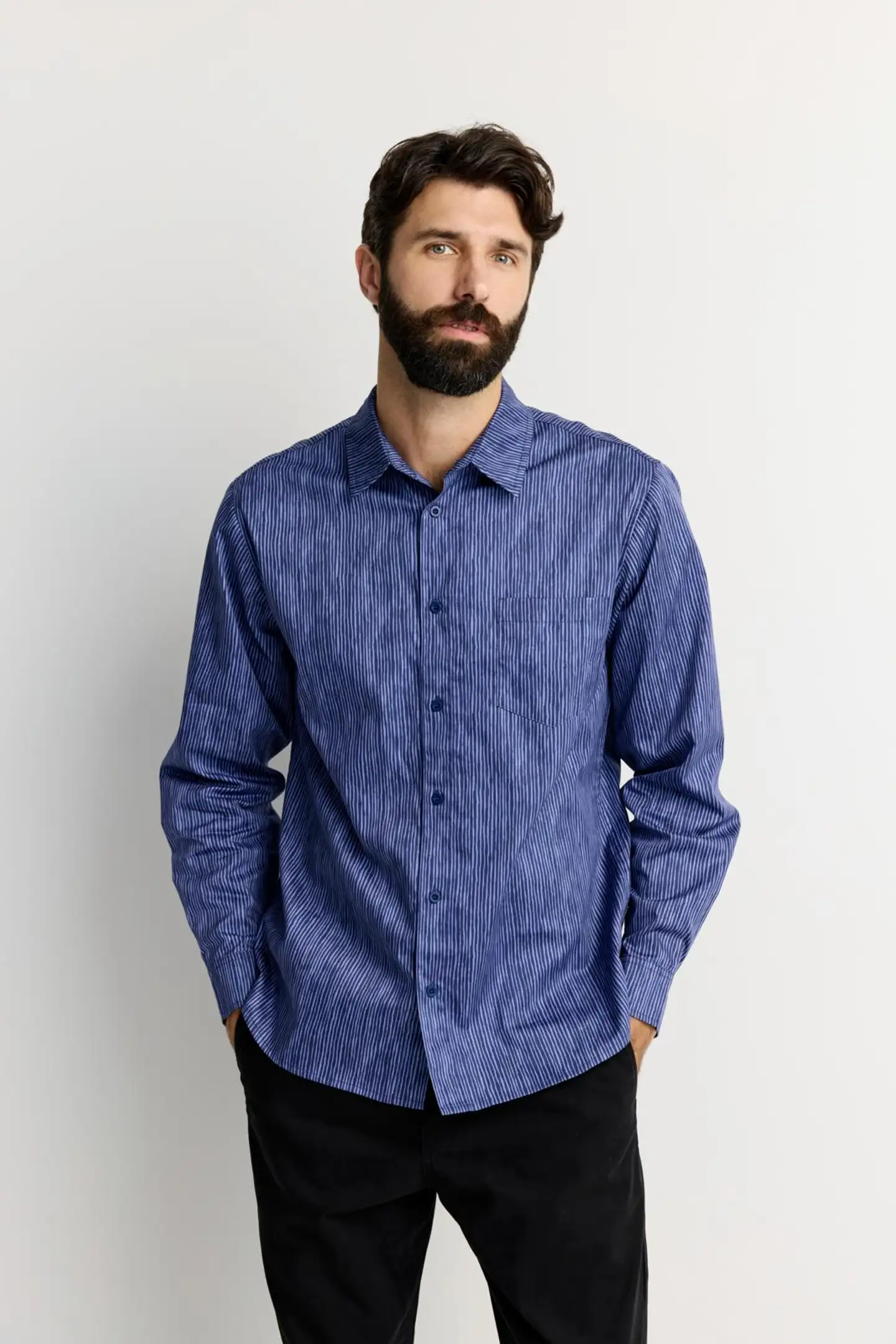 Finlayson miesten kauluspaita Tiuhta - Blue-white stripe - 3