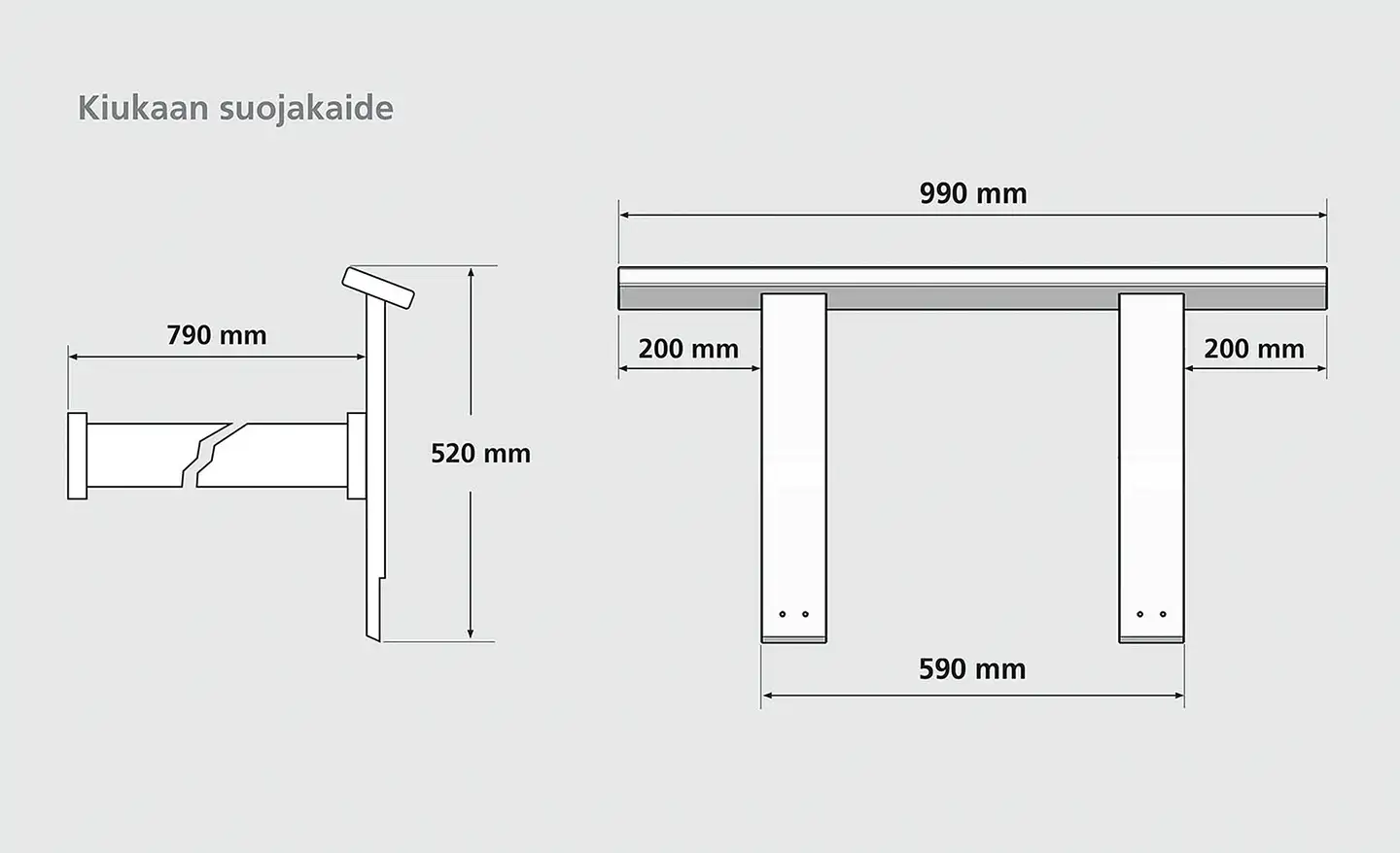 Hermanni laudepaketti kuusi 1790 sisältää laudetasot 500/400, kiuassuojakaide 990, penkki 694 - 5