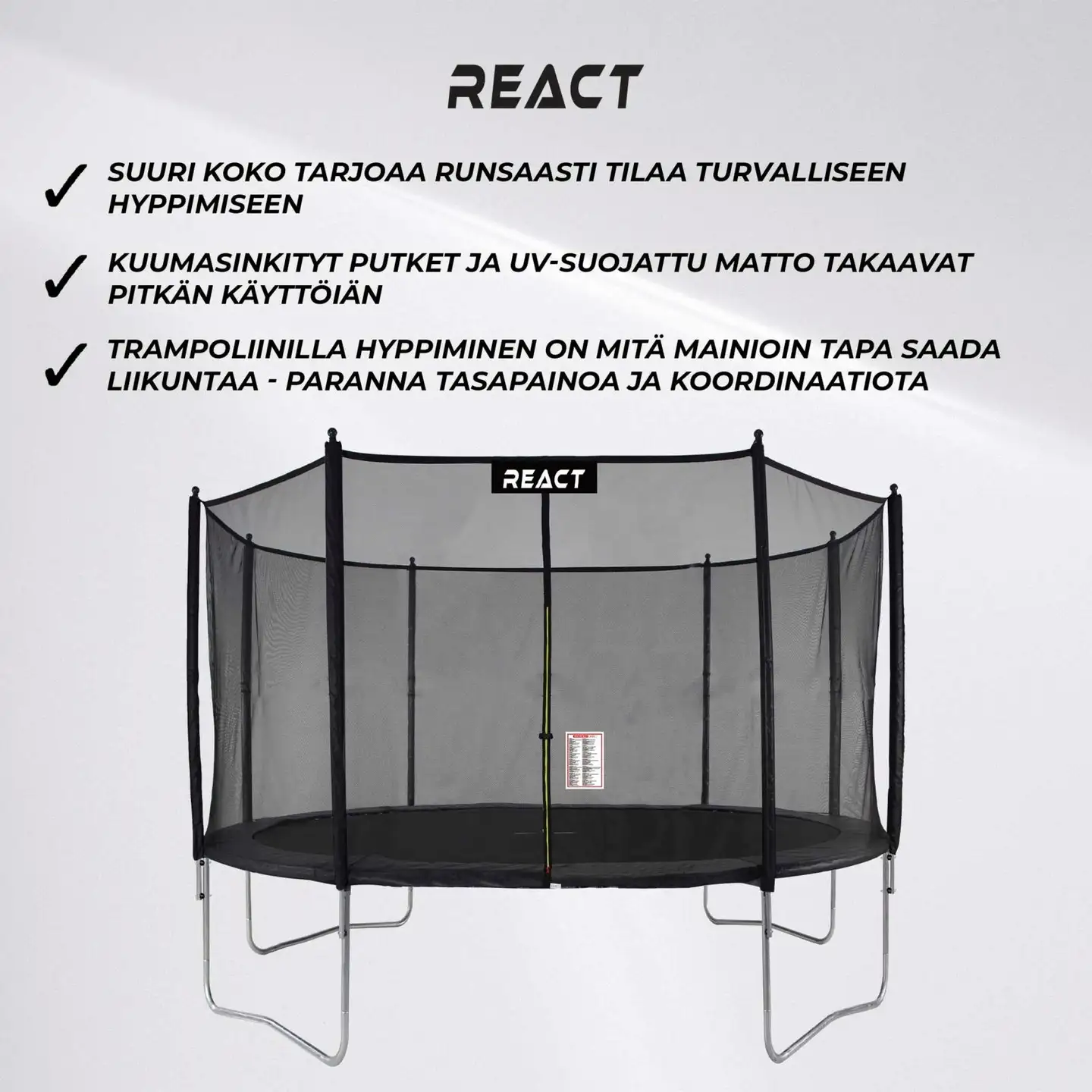 React trampoliini turvaverkolla 427 cm - 2