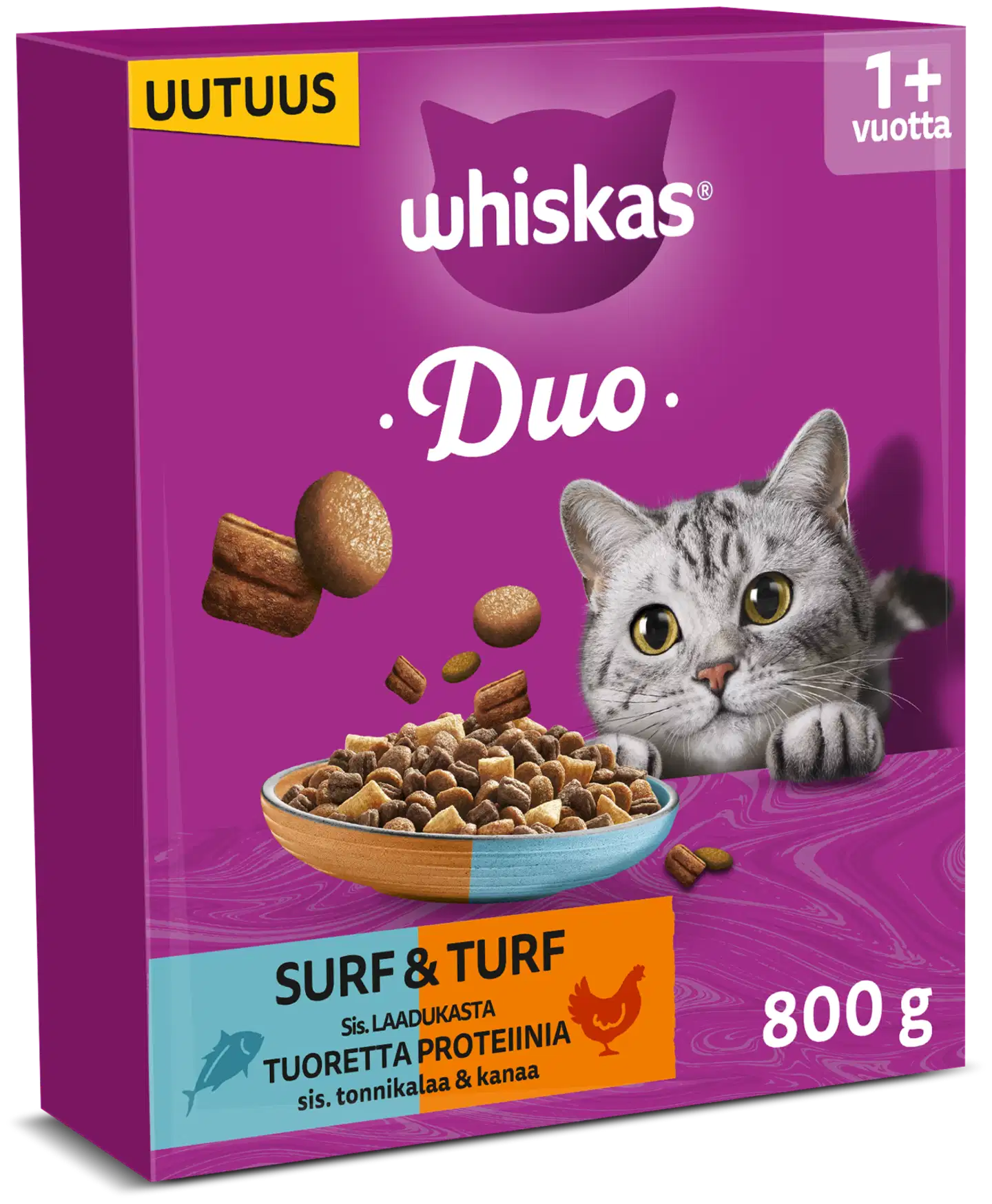 Whiskas 1+ DUO sis. Tonnikala ja kana (800 g)