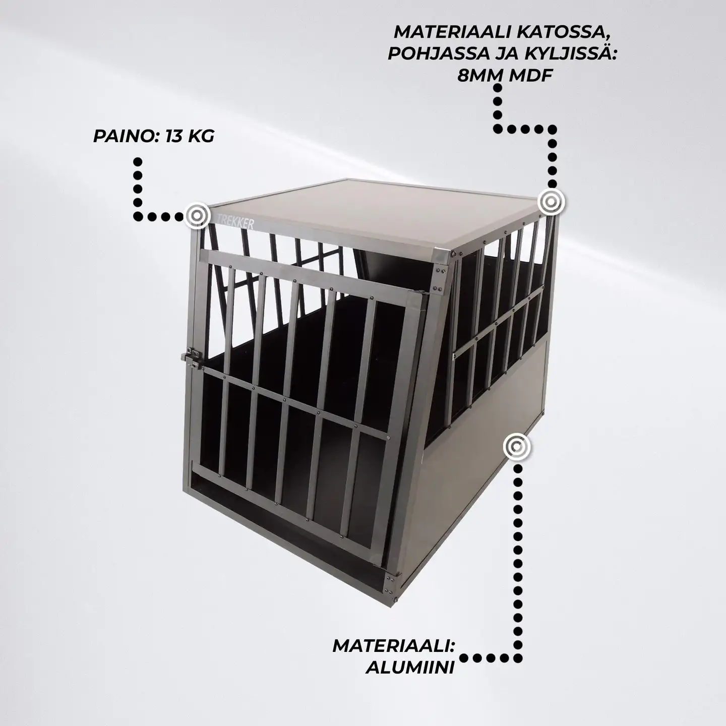 Trekker koiran kuljetushäkki M 65x90x69,5 cm musta - 6