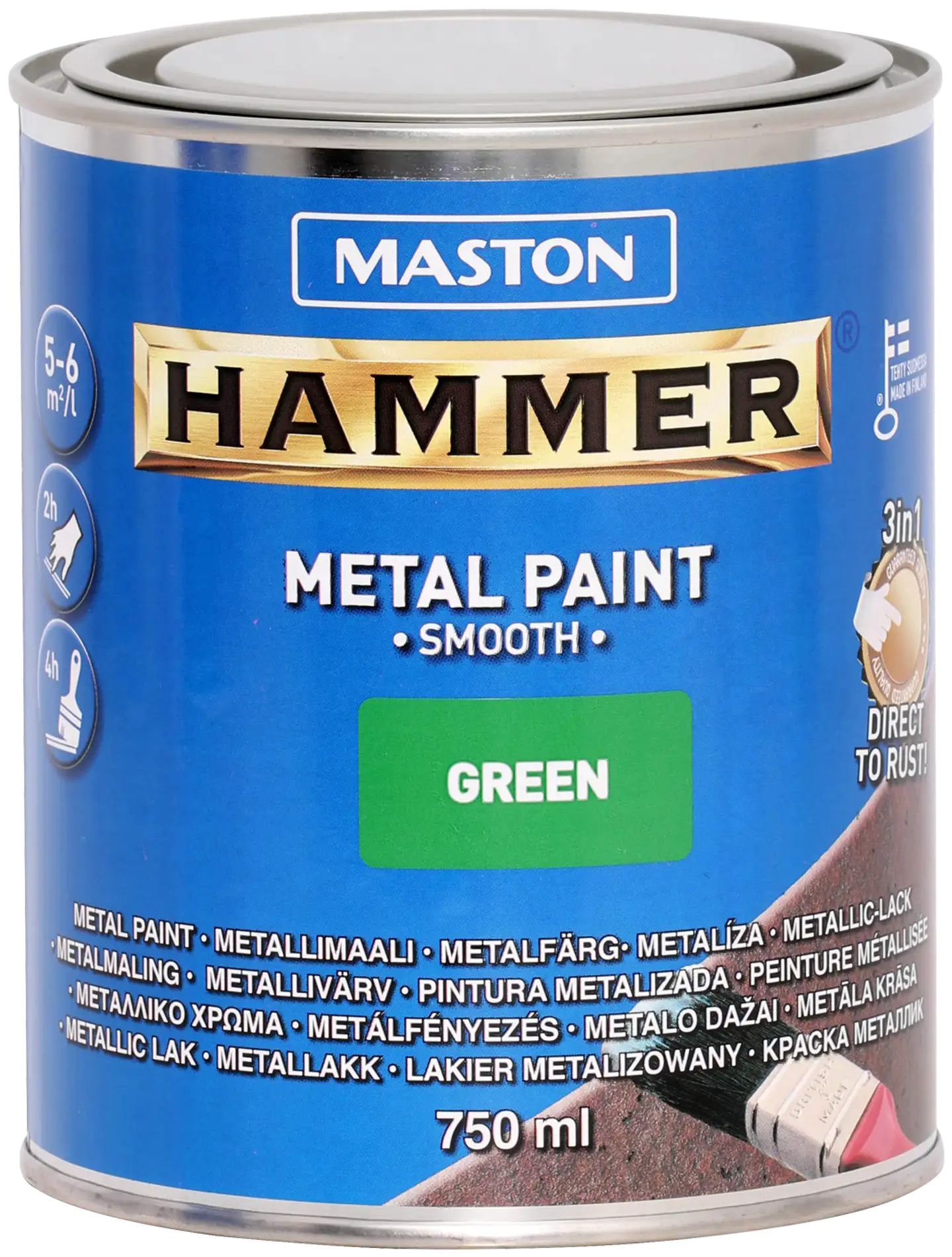 Maston metallimaali Hammer Sileä vihreä 750 ml - 1