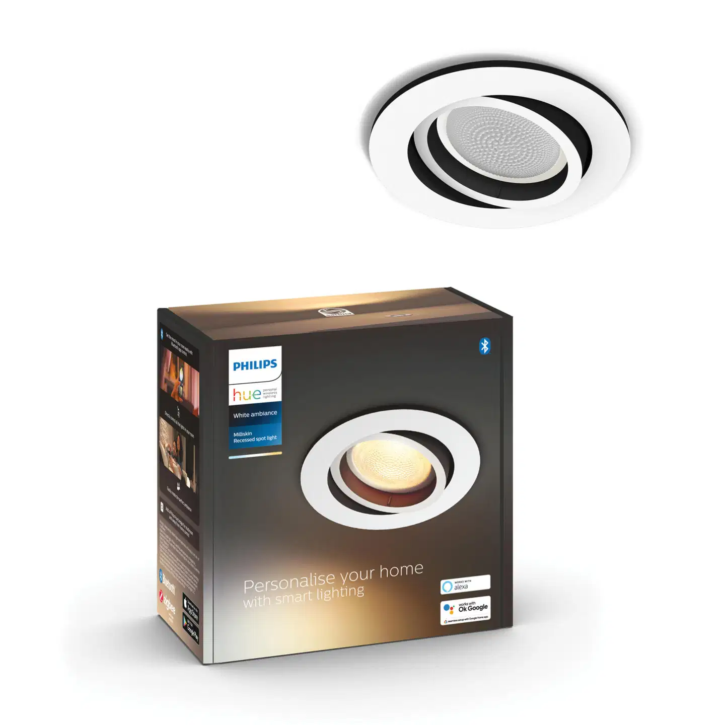 Philips Hue Milliskin upotettava -kohdevalaisin 4.2W 2200-6500K 400LM regular valkoinen - 2