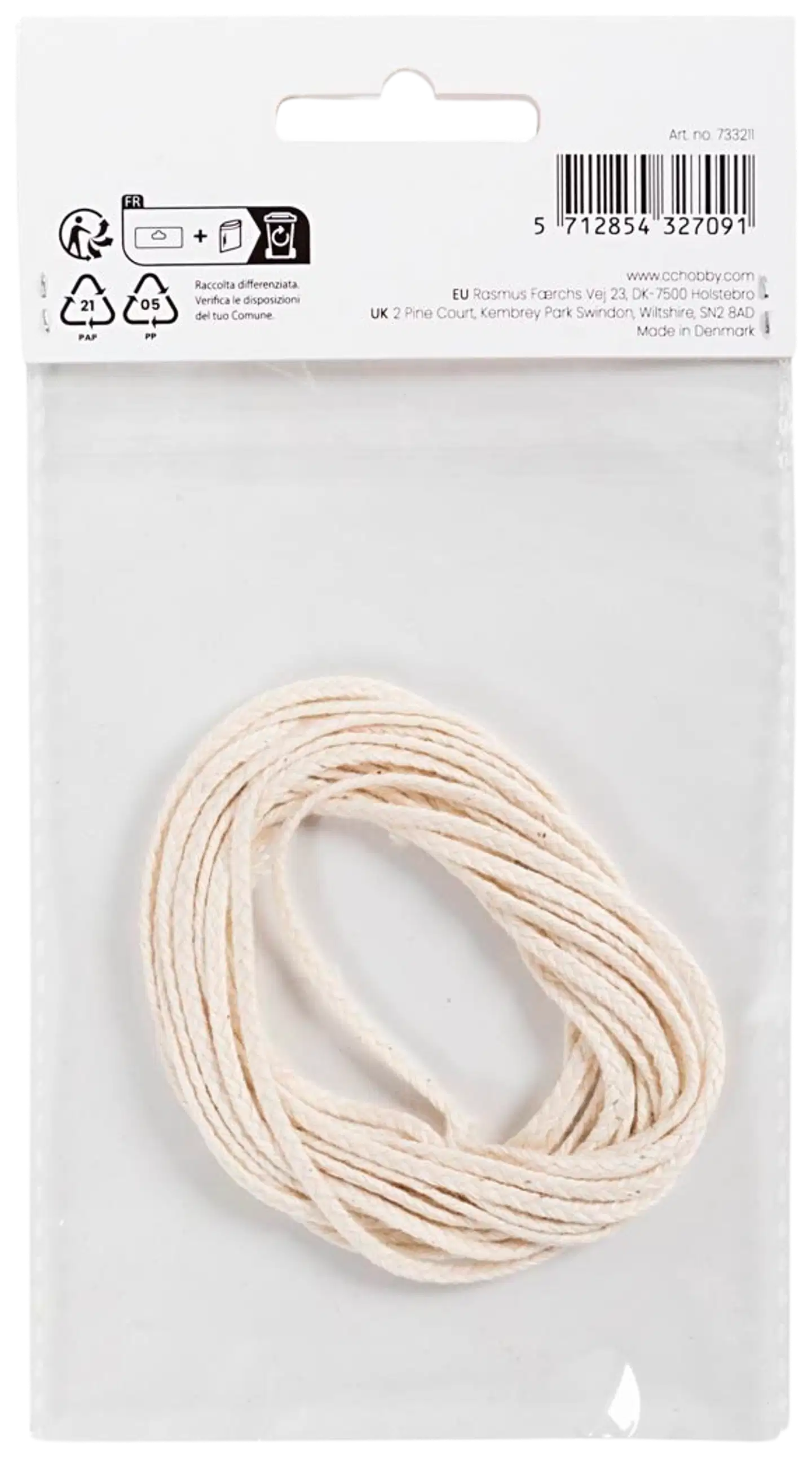 Sydänlanka, Soveltuu kastokynttilöille (halk. 30 mm) ja valukynttilöille (halk. 80–100 mm) , Lev: 2 mm, 100 g, 3 m/ 1 pkt - 3