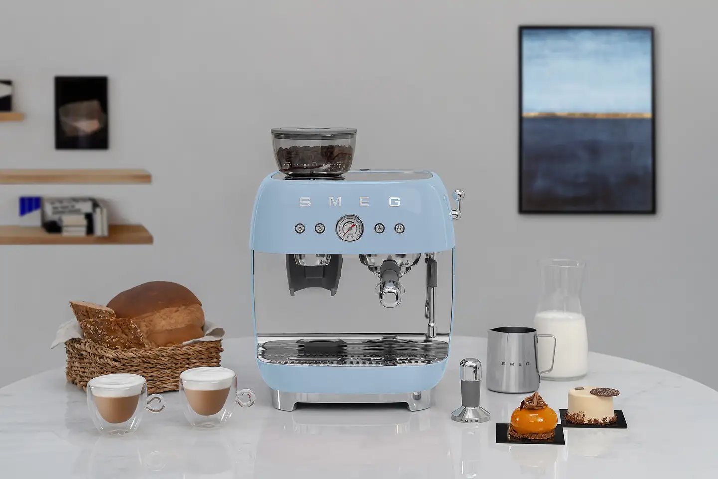Smeg espressokeitin myllyllä vaaleansininen EGF03PBEU - 14