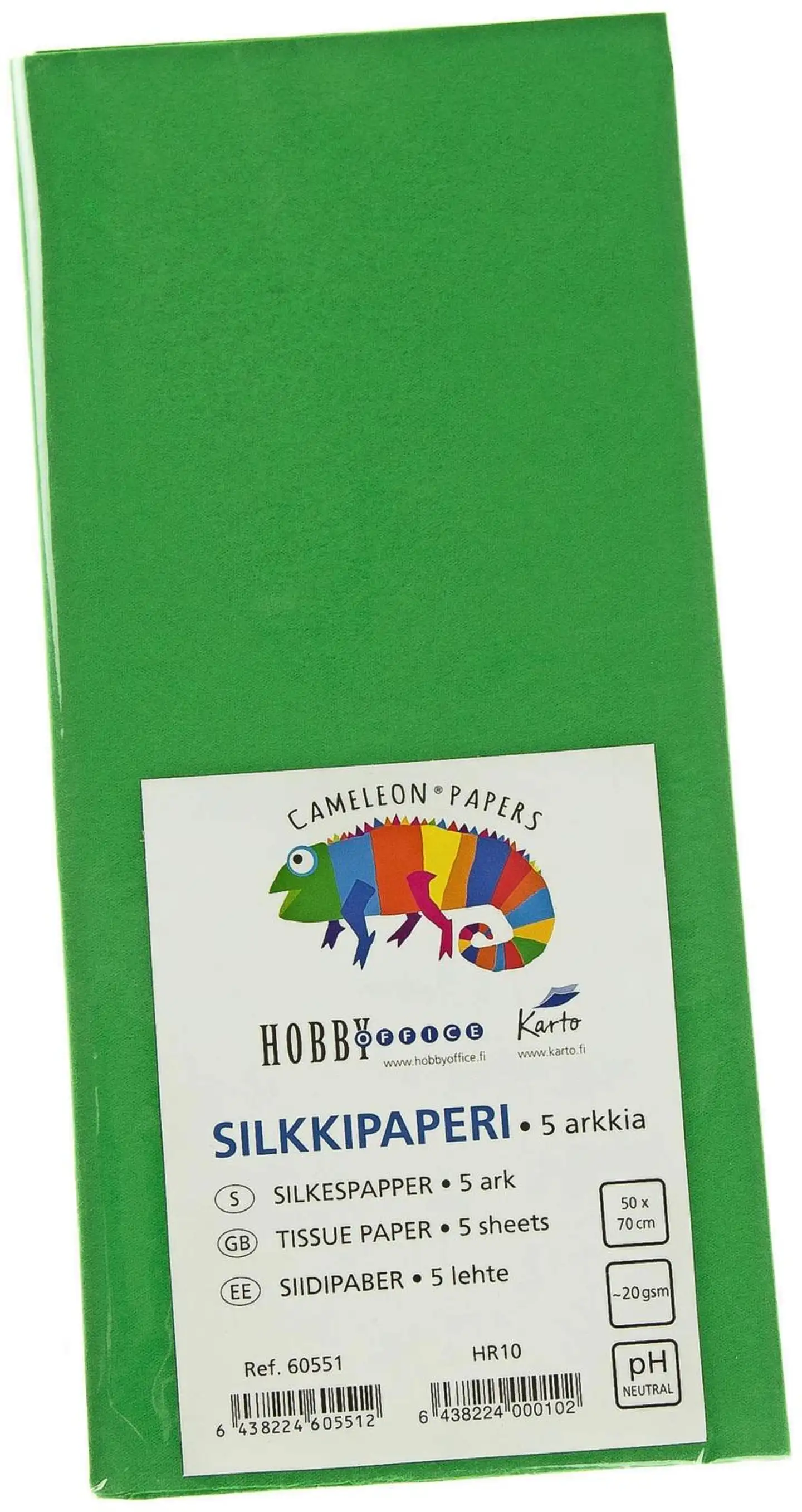 Karto silkkipaperi vihreä 50x70cm 5ark/pkt