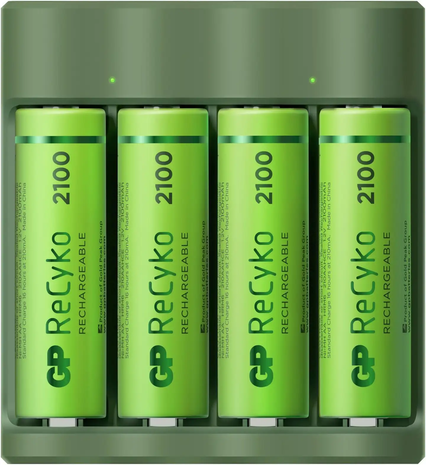 GP Recyko akkulaturi usb B421, sisältää 4 kpl AA NiMH 2100mAh akkuja - 1