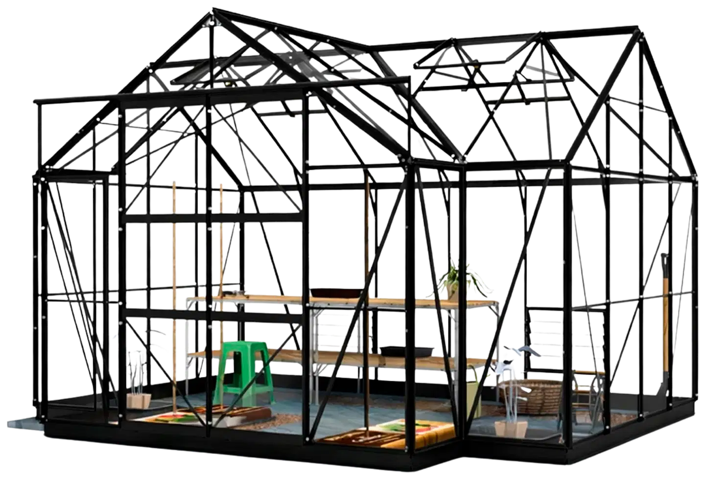 Lykke kasvihuone t-muotoinen musta 10,2 m2 - 1