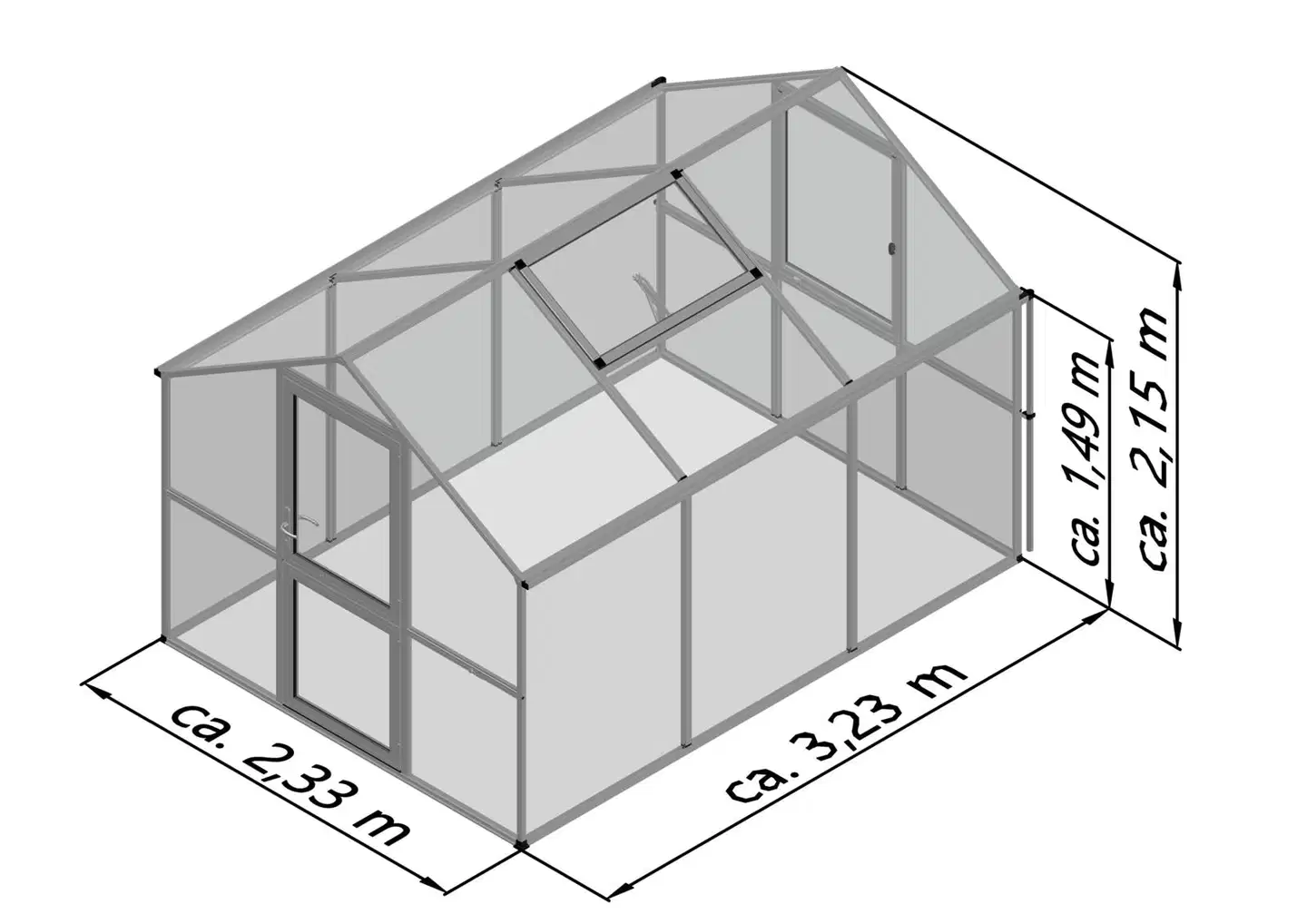 Kreative Gartentechnik kasvihuone Rose III 7,53 m2 antrasiitinharmaa - 2