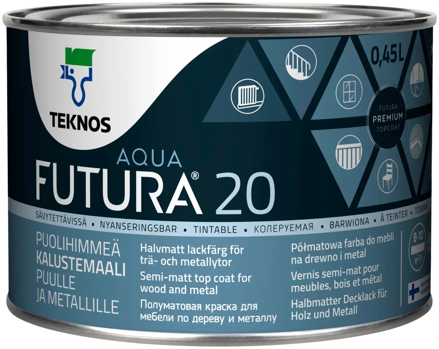 Teknos kalustemaali Futura Aqua 20 0,45 l listavalkoinen S0520-Y puolihimmeä