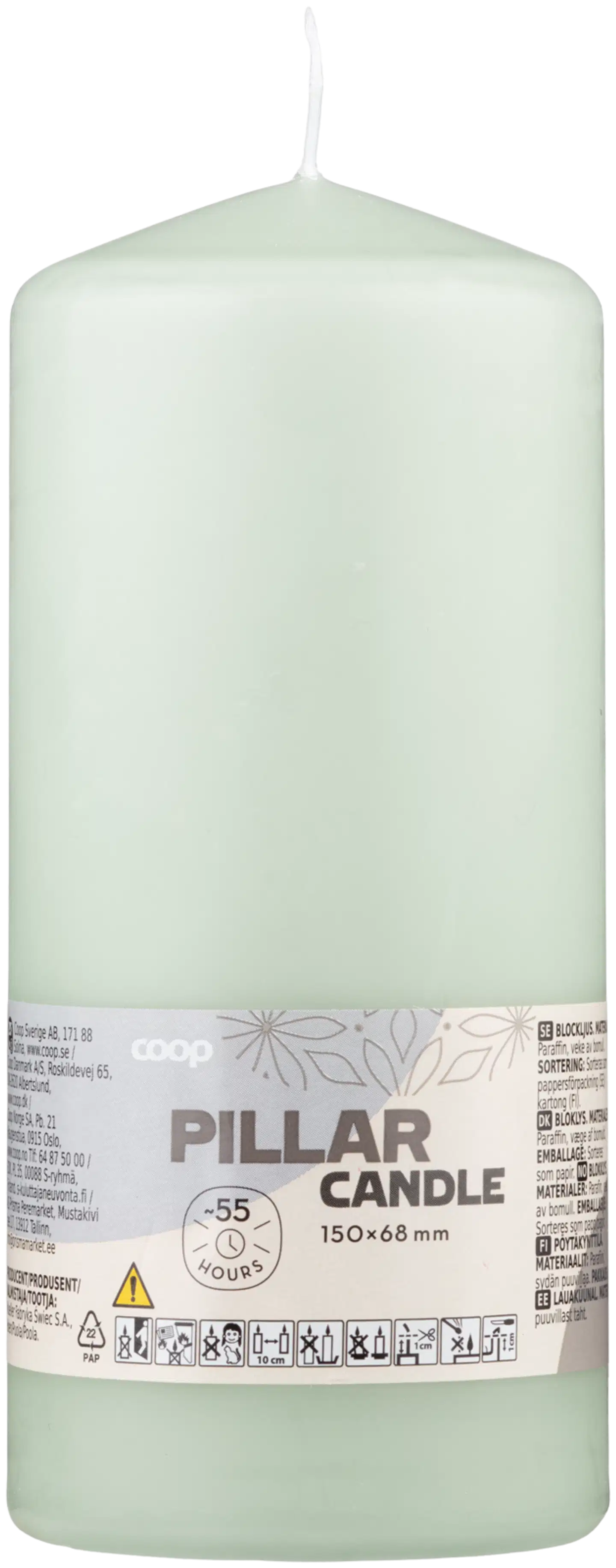 Coop pöytäkynttilä pistaasi 68x150