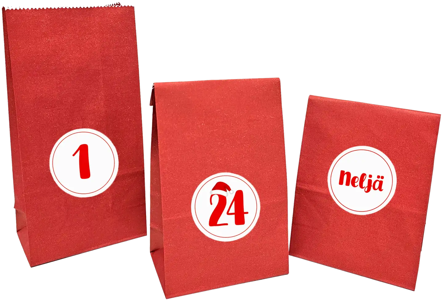 J.K. Primeco DIY-Joulukalenteri Pussit ja numerotarrat punainen 24kpl - 2