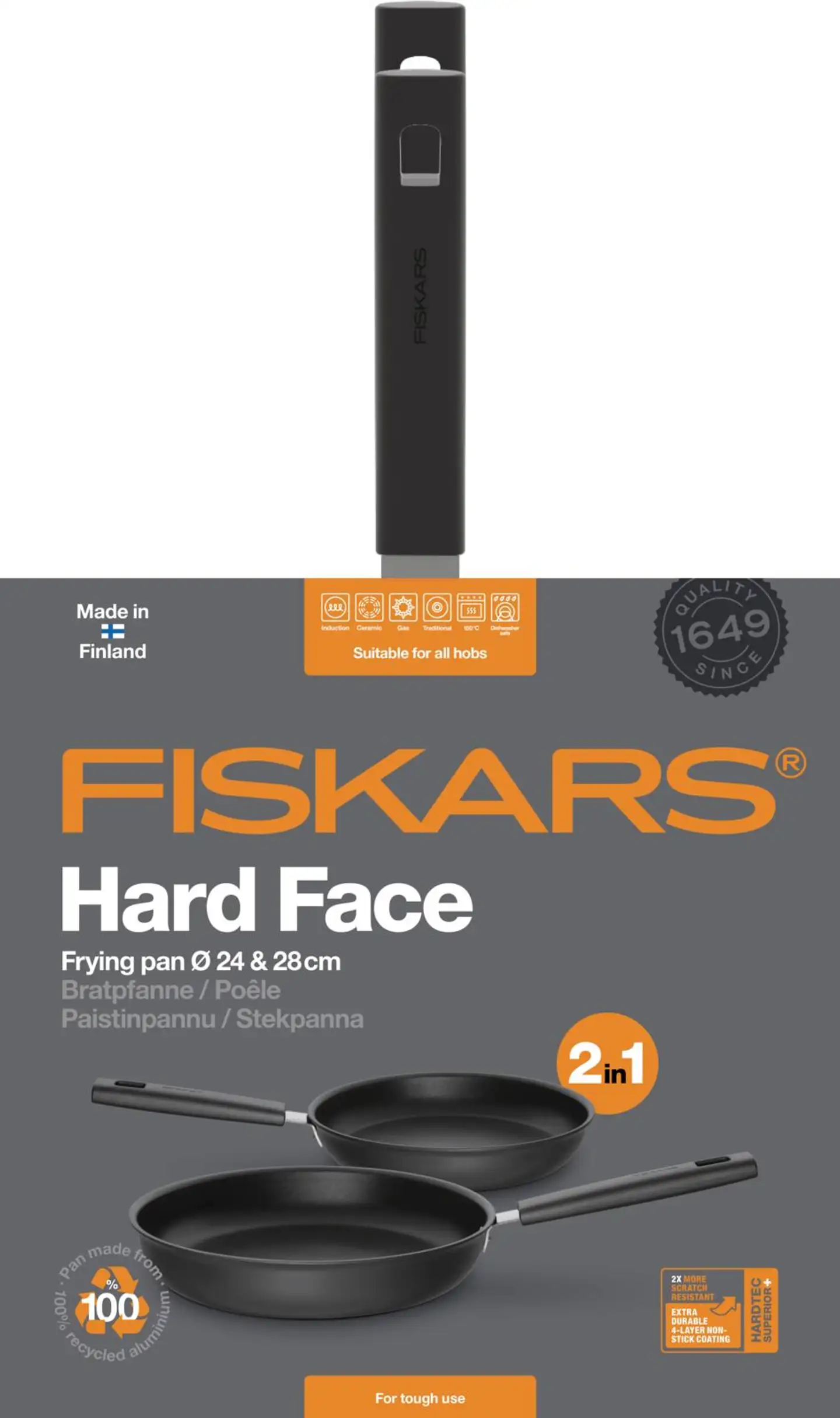 Fiskars Hard Face paistinpannusetti 24 cm + 28 cm - 5