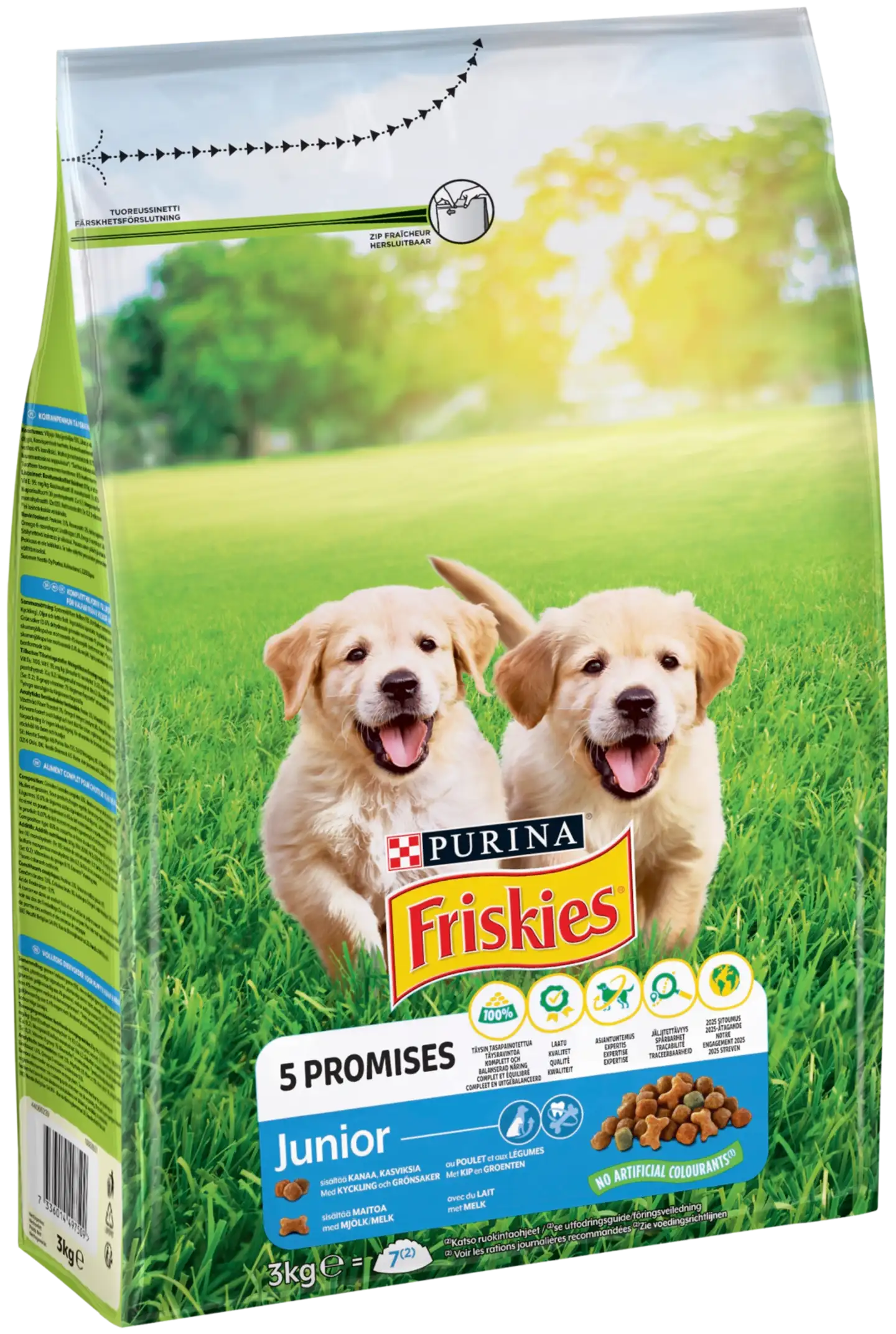 Friskies 3kg Junior Kanaa ja Kasviksia koiranruoka