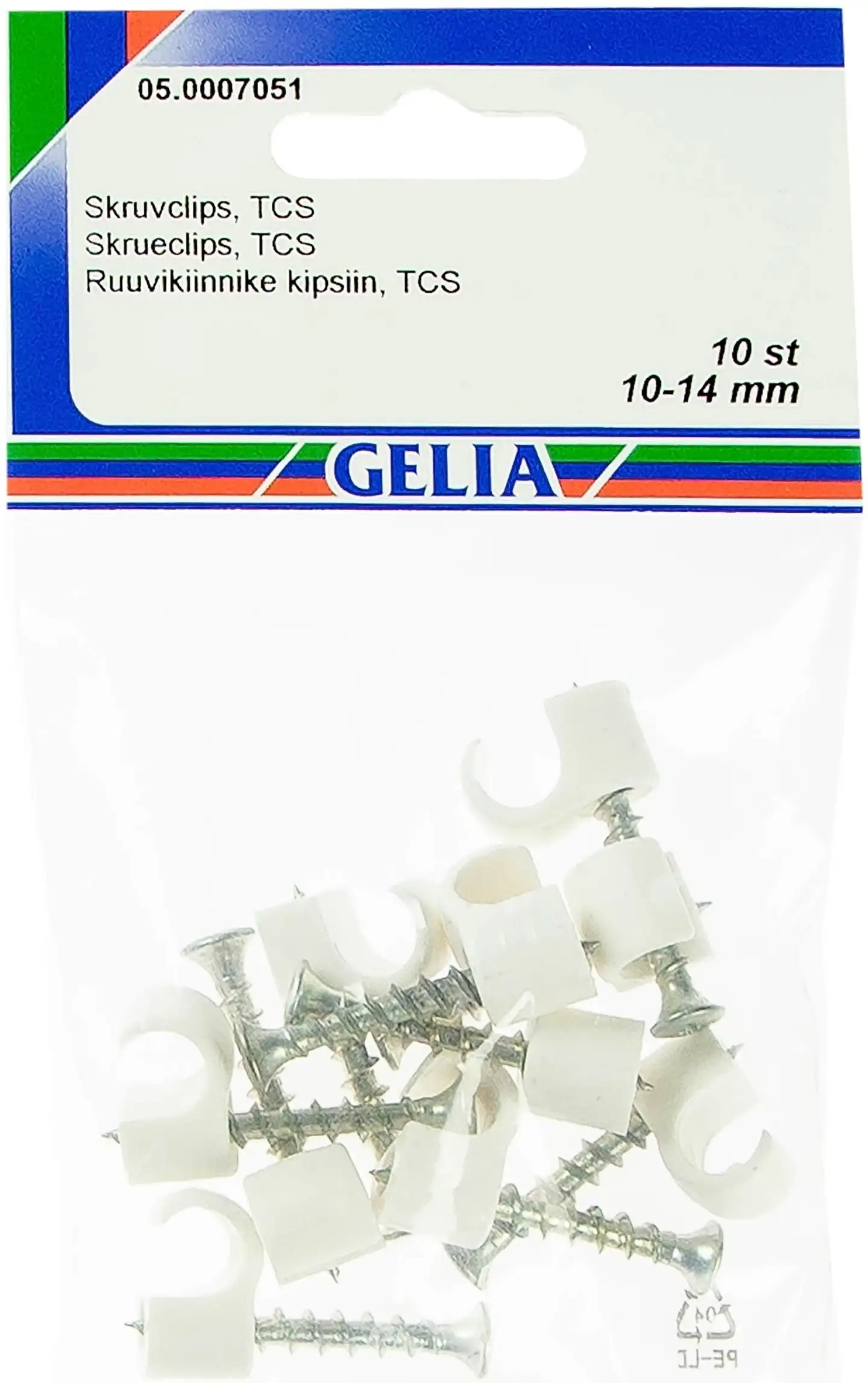 Gelia johtokiinnike 10-14mm ruuvin pituus 38mm 10kpl valkoinen