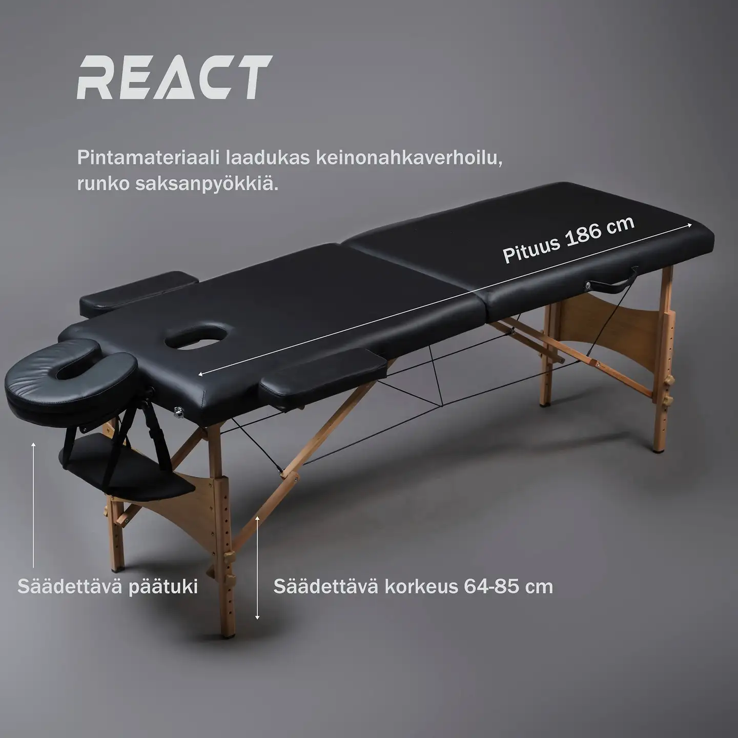 React Hierontapöytä P200, Musta - 2