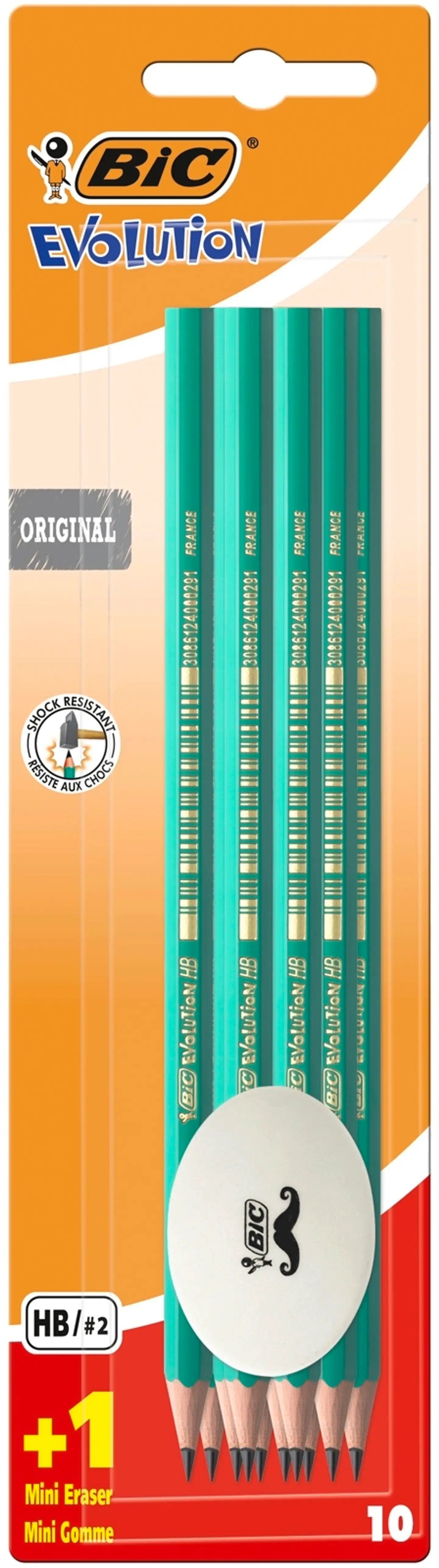 BIC Eco Evolution 10 lyijykynää + pyyhekumi