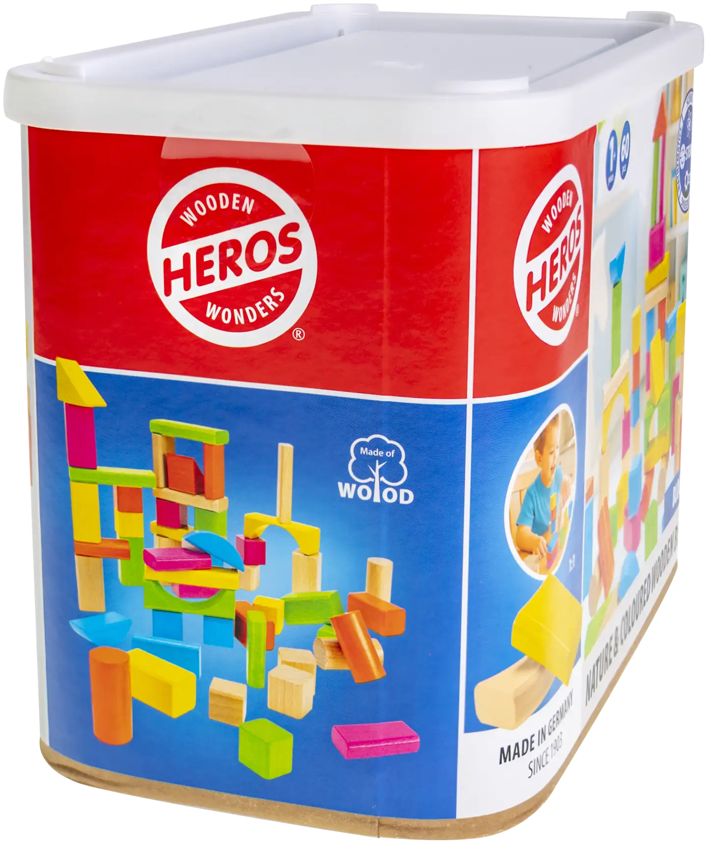 Heros rakennussarja Blocks Luonnonväriset ja värikkäät puiset palikat 60 osaa - 5