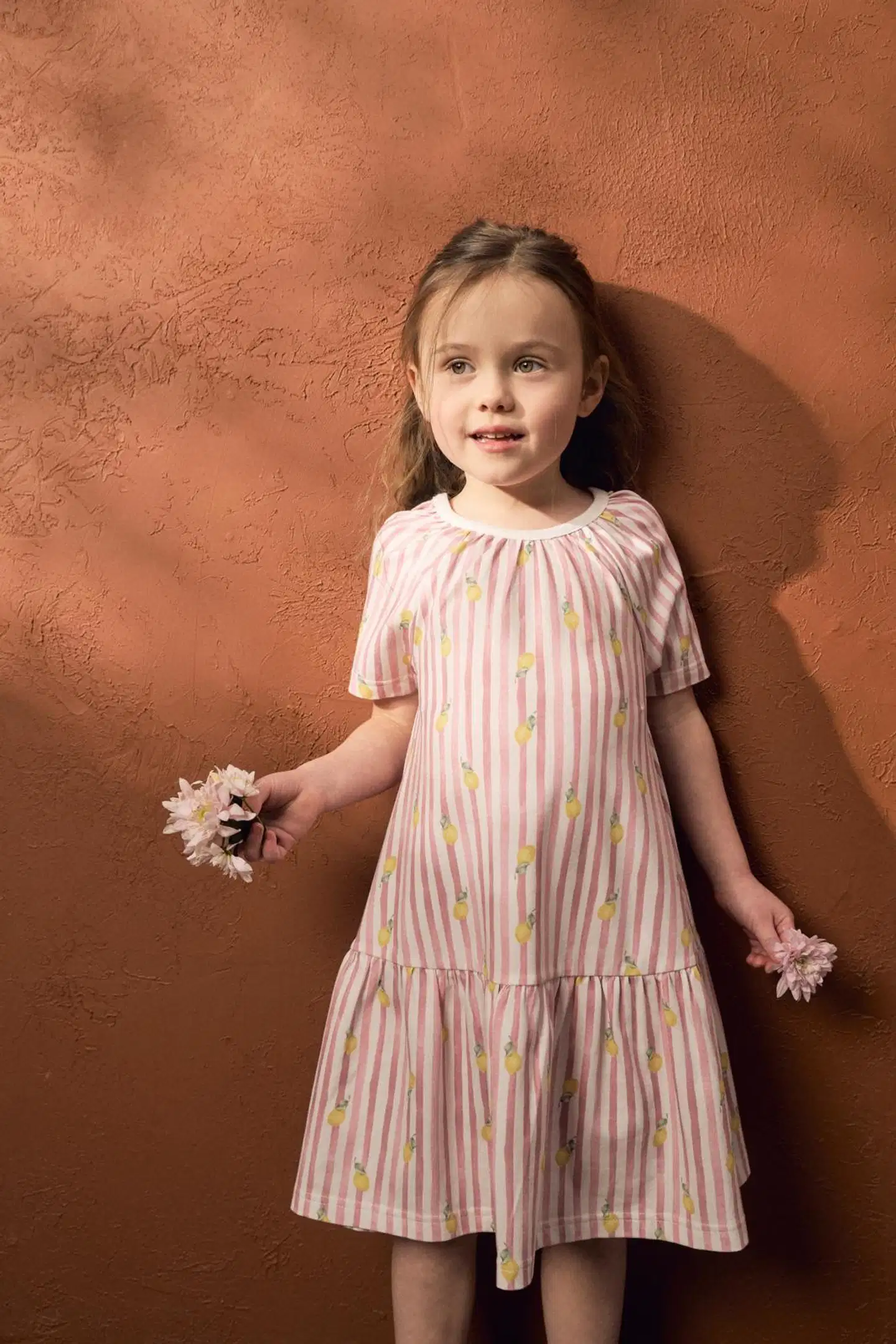 Maia family lasten mekko Sitruunaraita 205622 - Vaaleanpunainen - 4