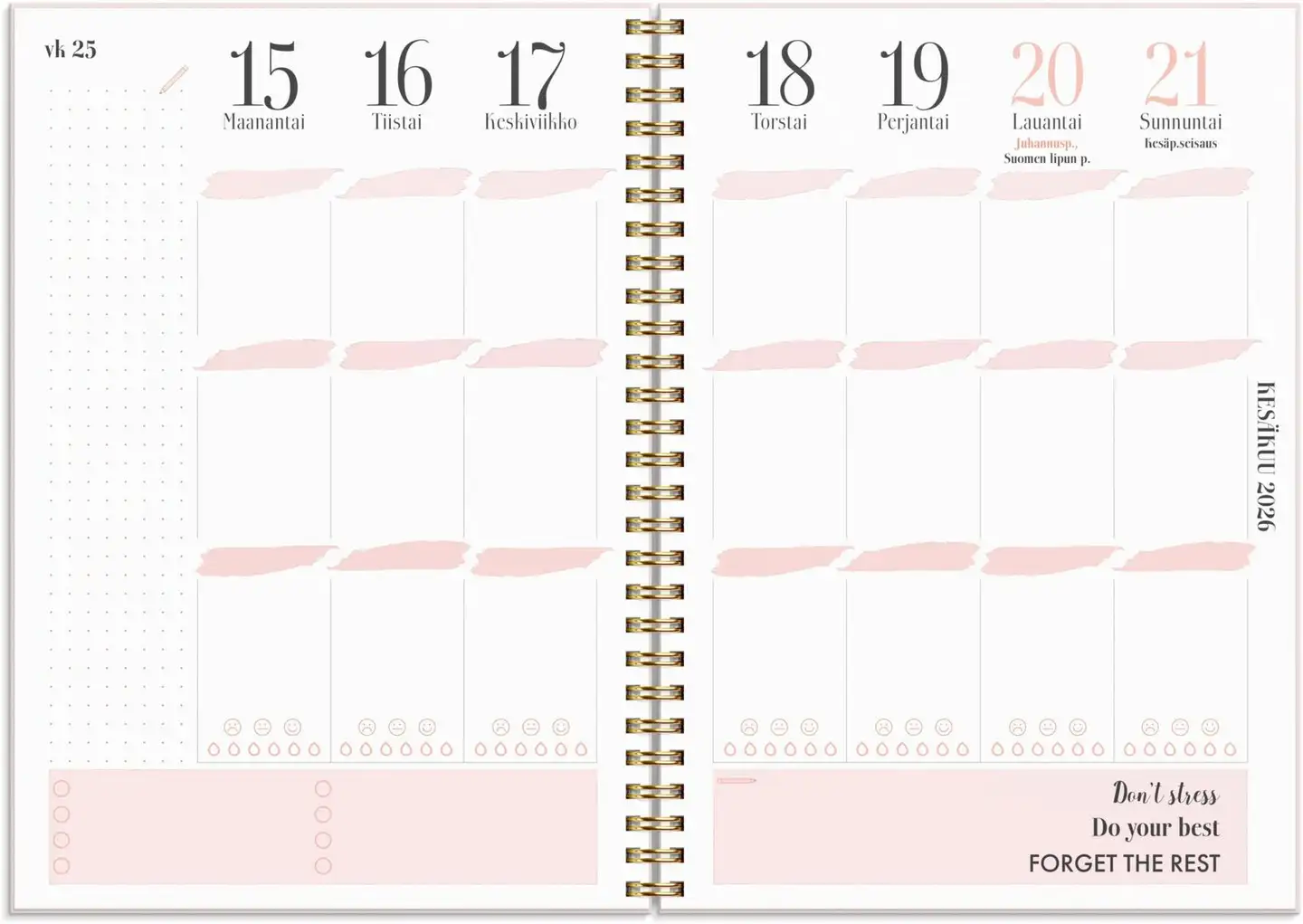 Burde Kalenteri 25/26 Life Planner Pink - 2