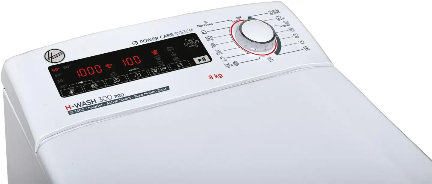 Hoover päältä täytettävä pyykinpesukone 8kg H-Wash 300 valkoinen - 2