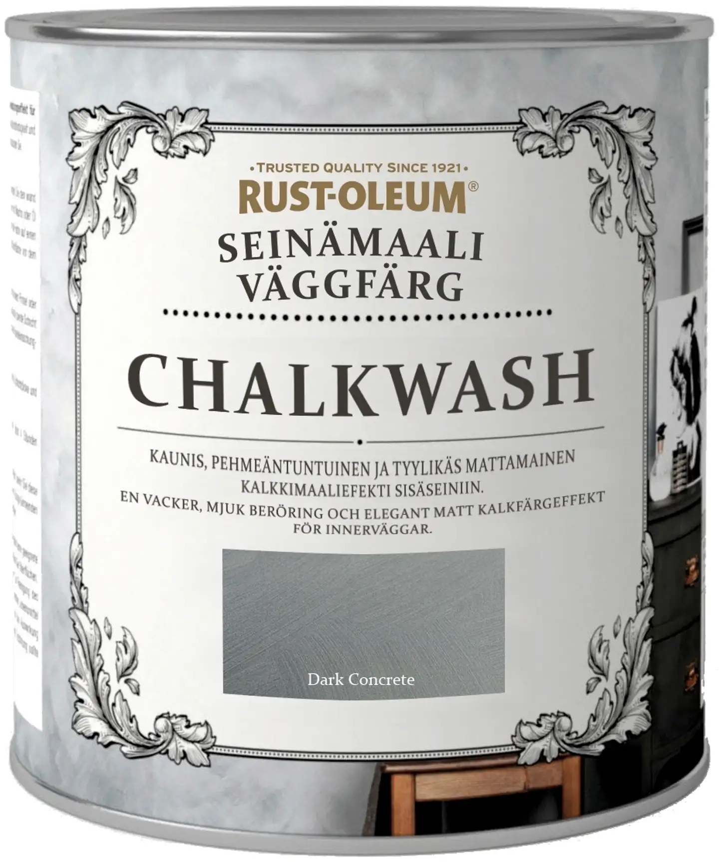 Rust-Oleum Chalkwash 1l seinämaali vesiohenteinen tummanharmaa - 1