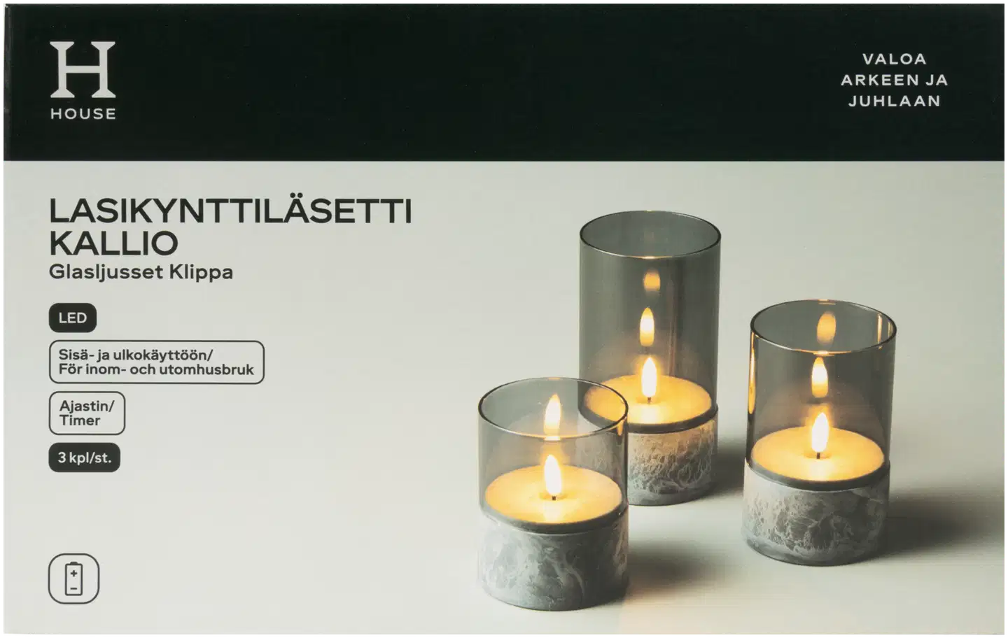 House LED-lasikynttiläsetti Kallio 3 osaa - 1