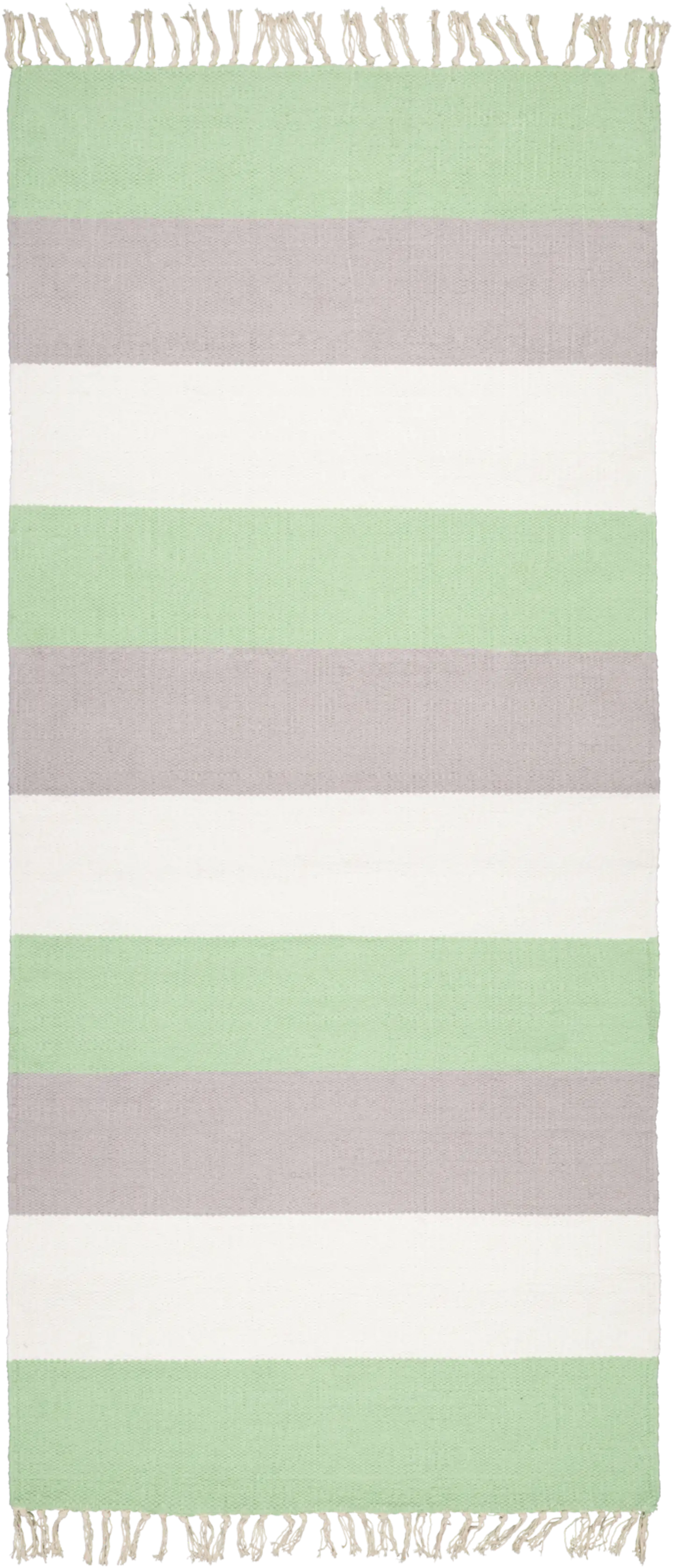 House puuvillamatto Liina 90x200 cm v.vihreä/l.valkoinen/greige - 1